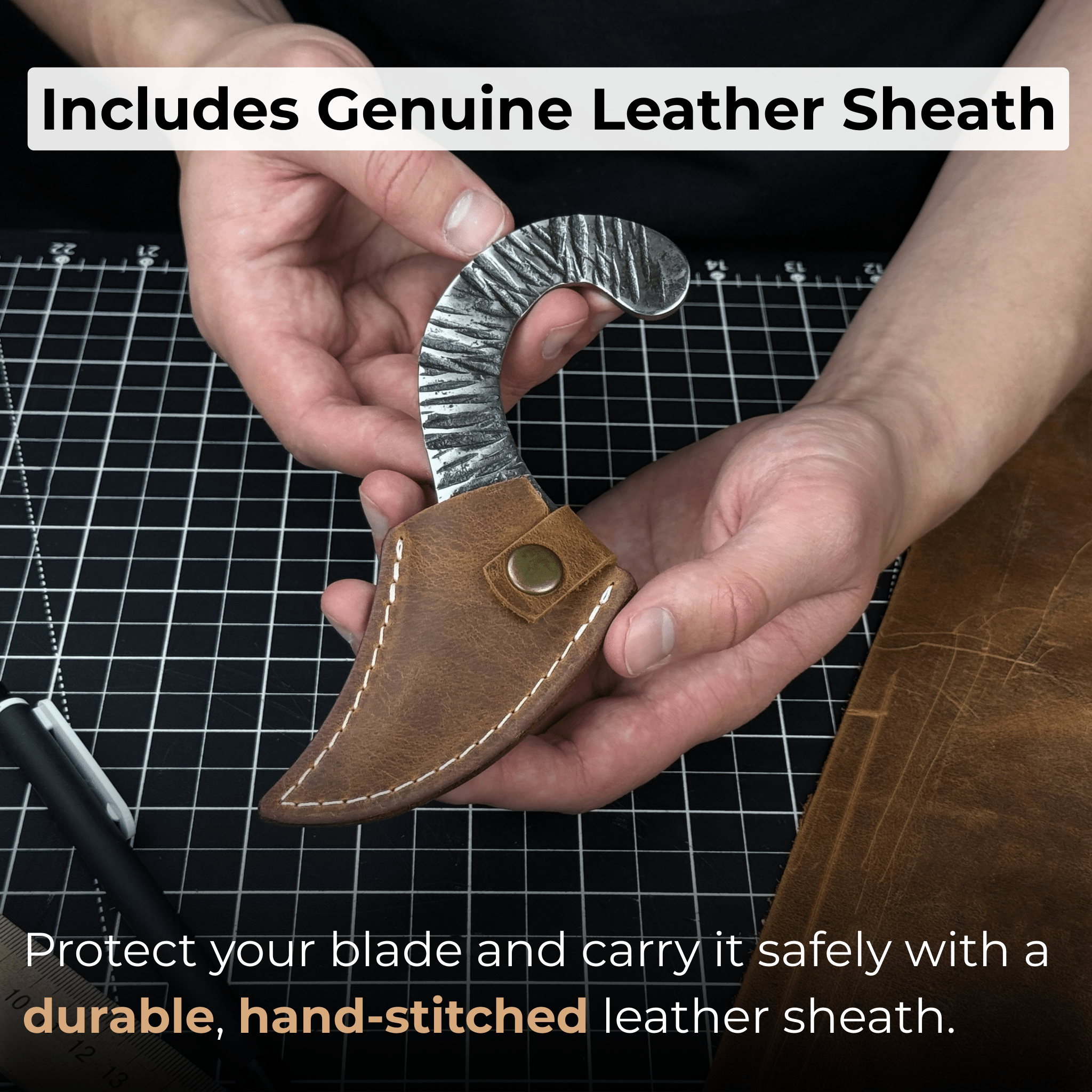 Professional Kiridashi marking knife with carbon steel blade and leather sheath