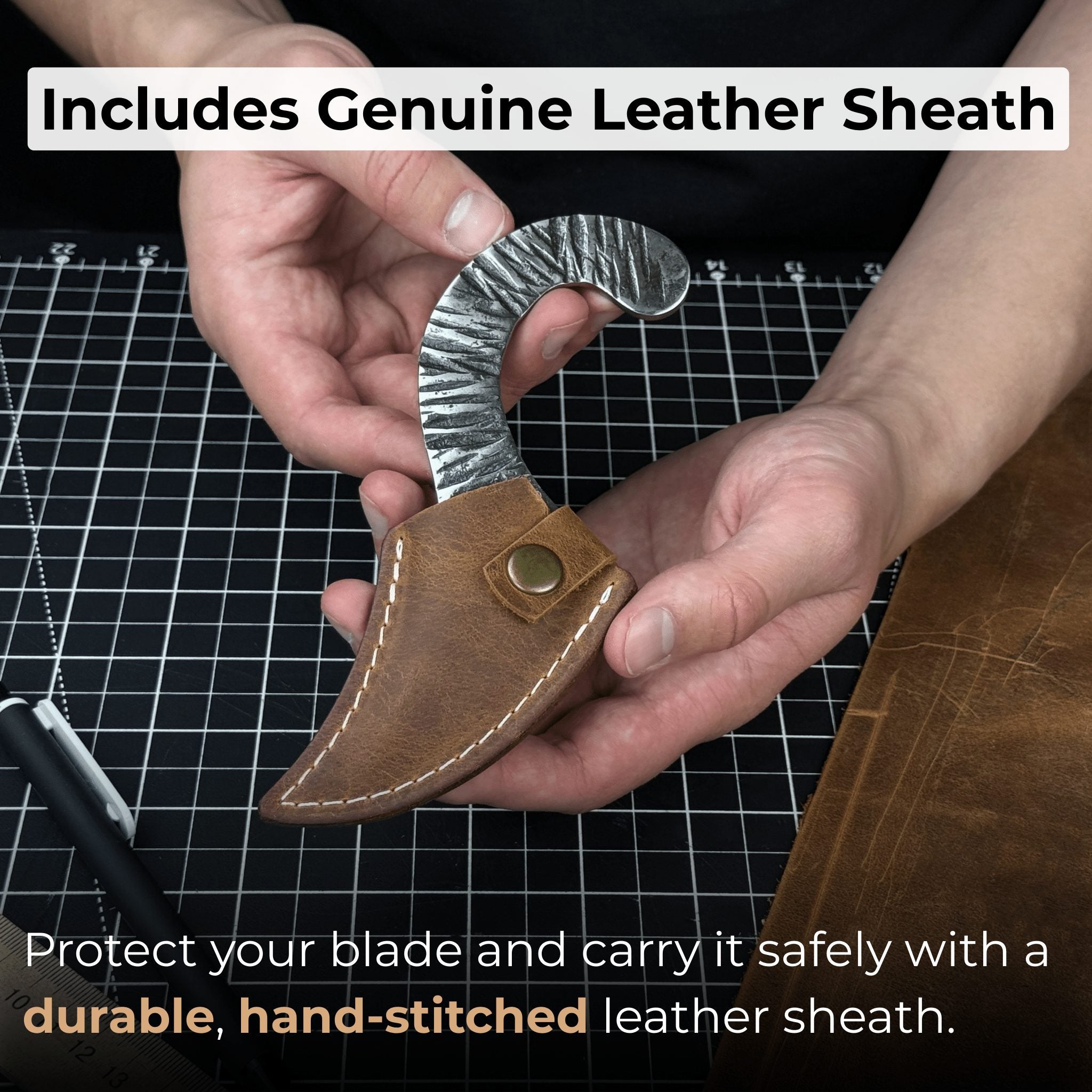 Professional Kiridashi marking knife with carbon steel blade and leather sheath