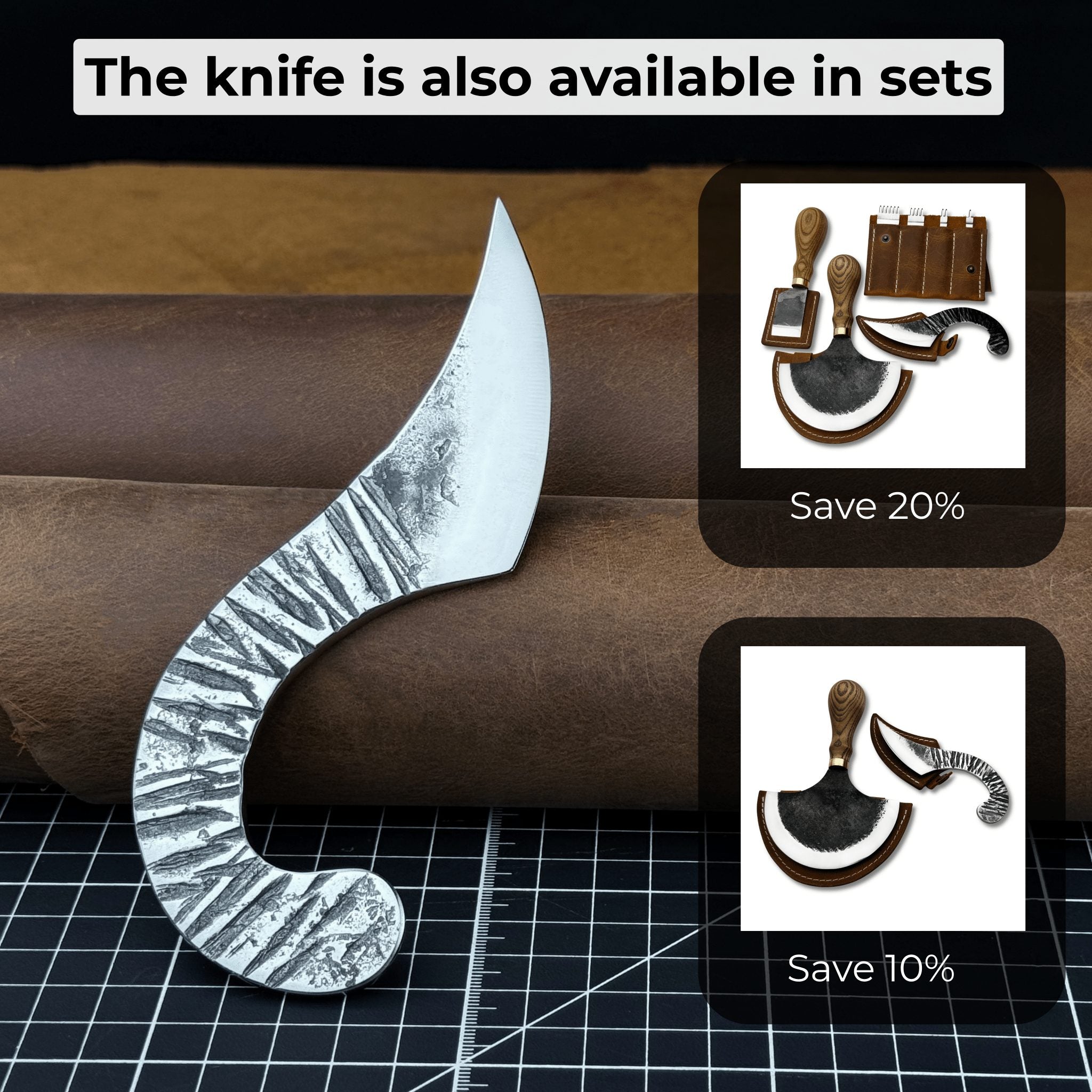 Professional Kiridashi marking knife with carbon steel blade and leather sheath