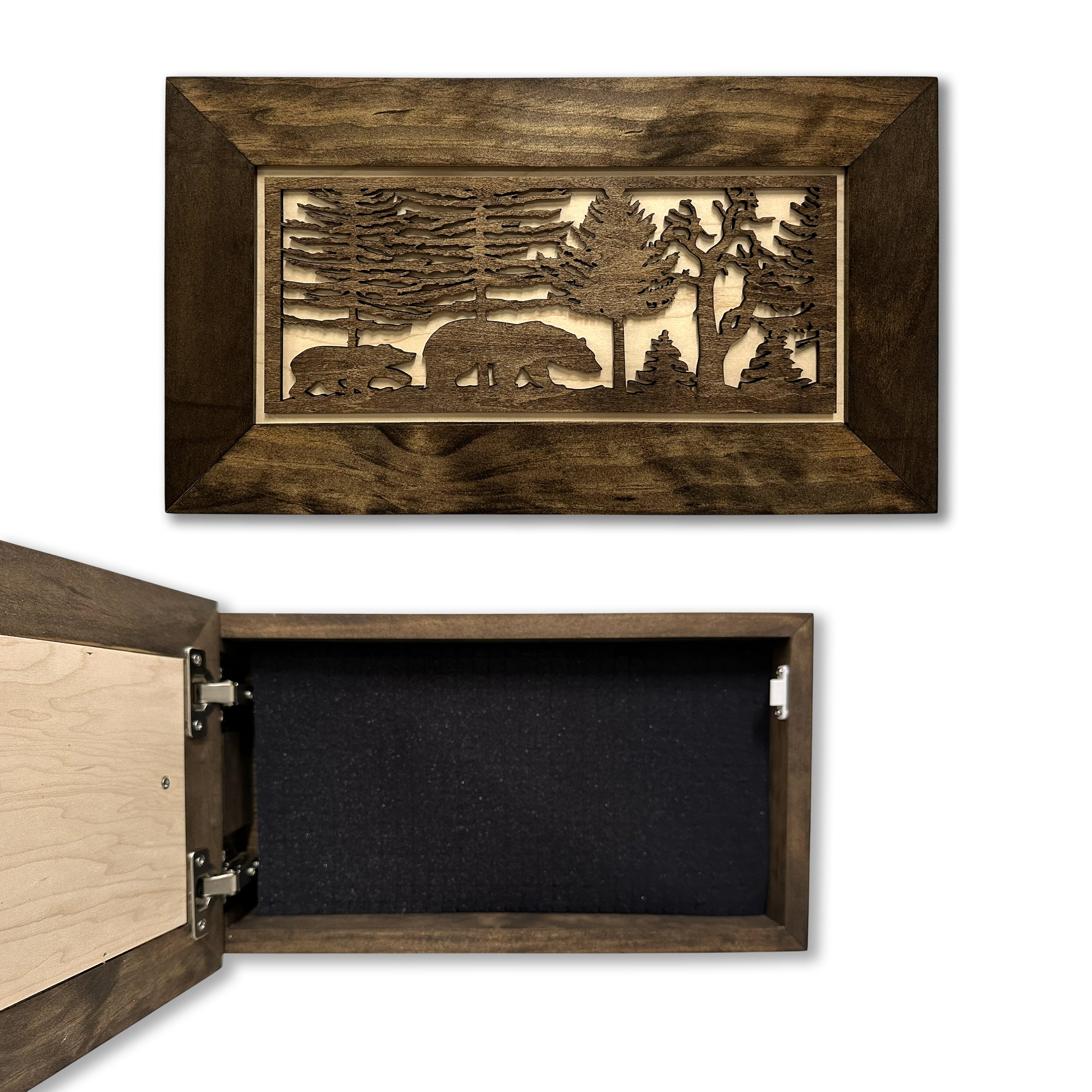 Bear in Woods Hidden Gun Storage Safe Concealment Shelf Concealed by Bellewood Designs - main product image for Resin Society