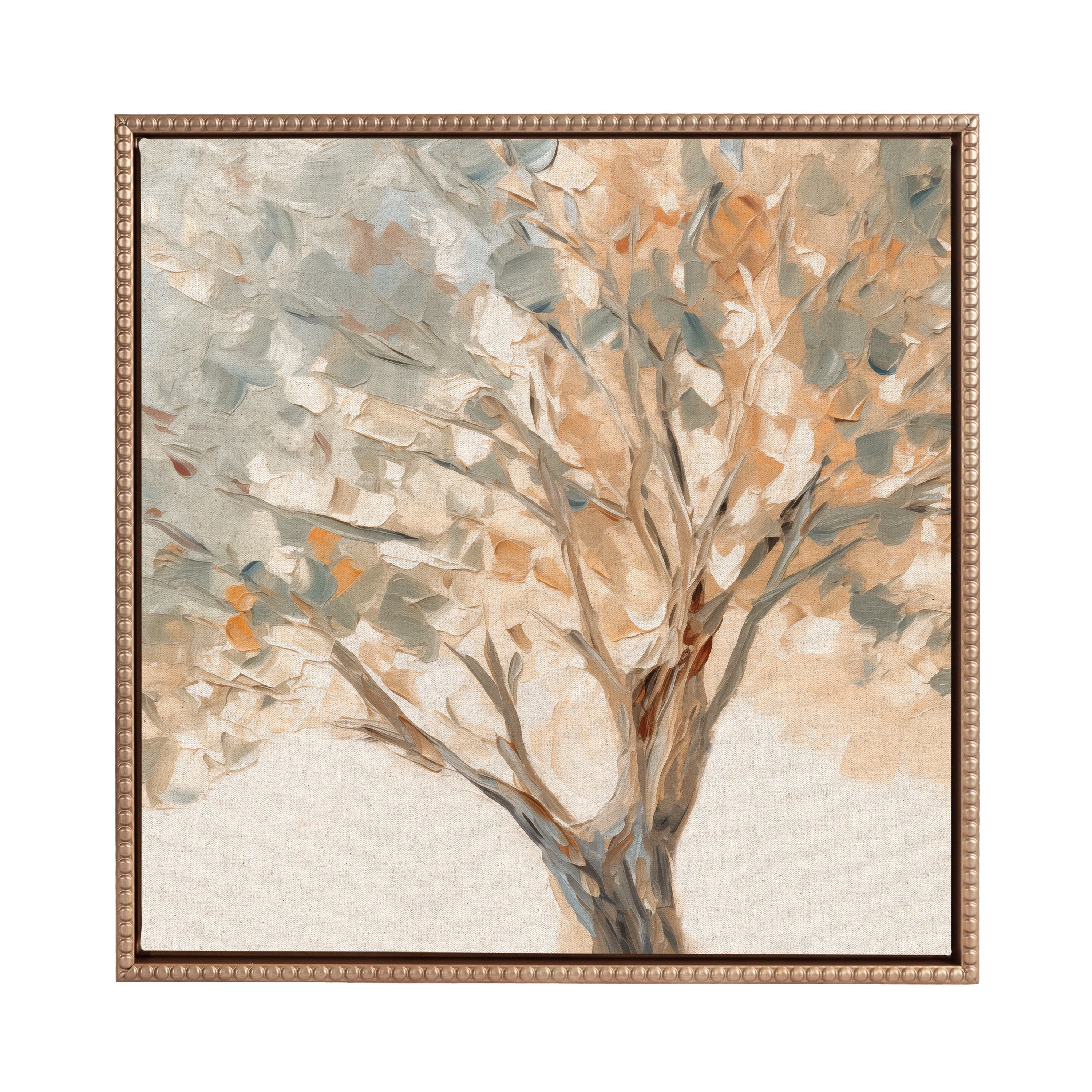 Sylvie Beaded Mediterranean Tree Framed Canvas by The Creative Bunch Studio