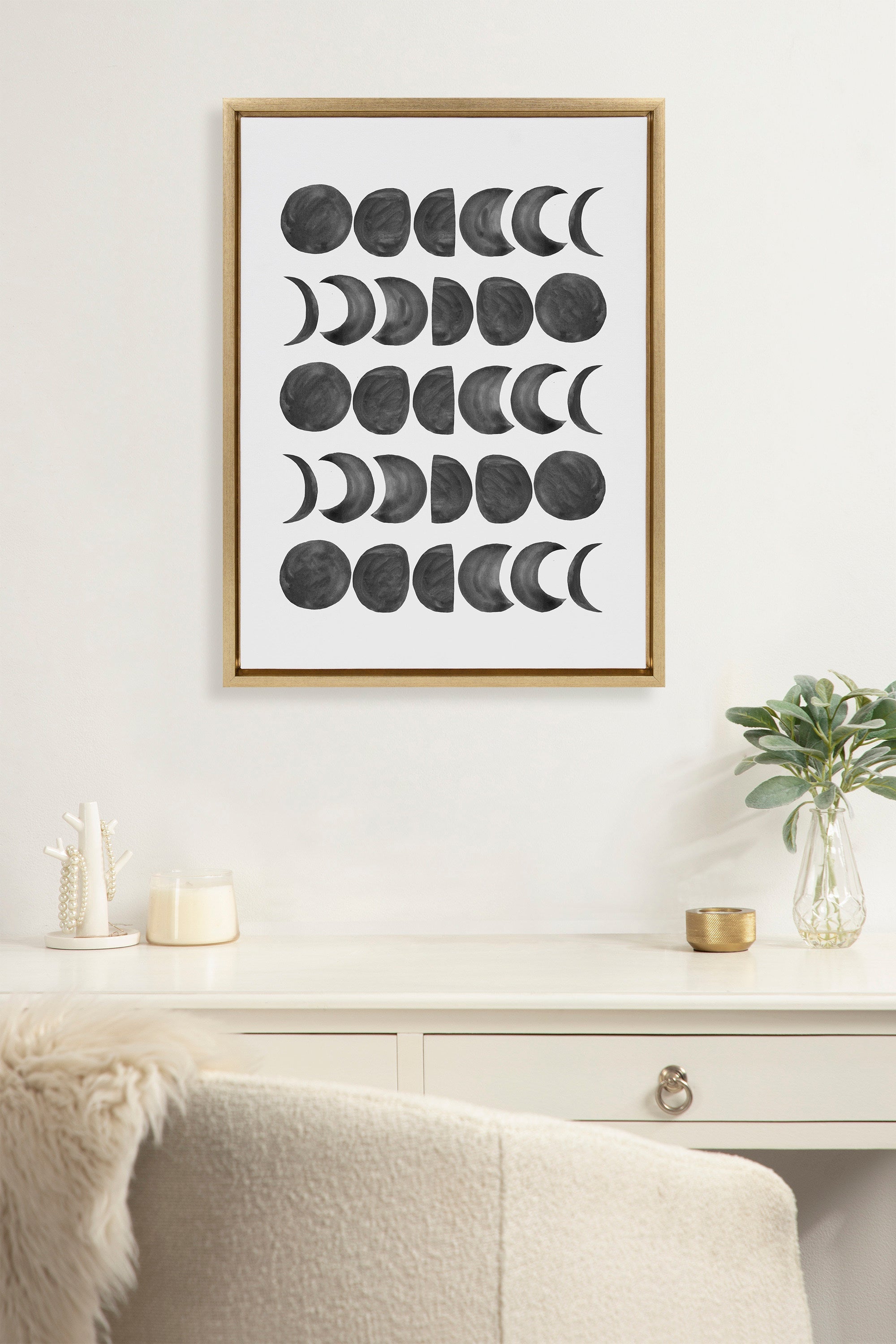 Sylvie 901 Moon Phases Black on White Framed Canvas by kateandlaurel - product image 4 for Resin Society