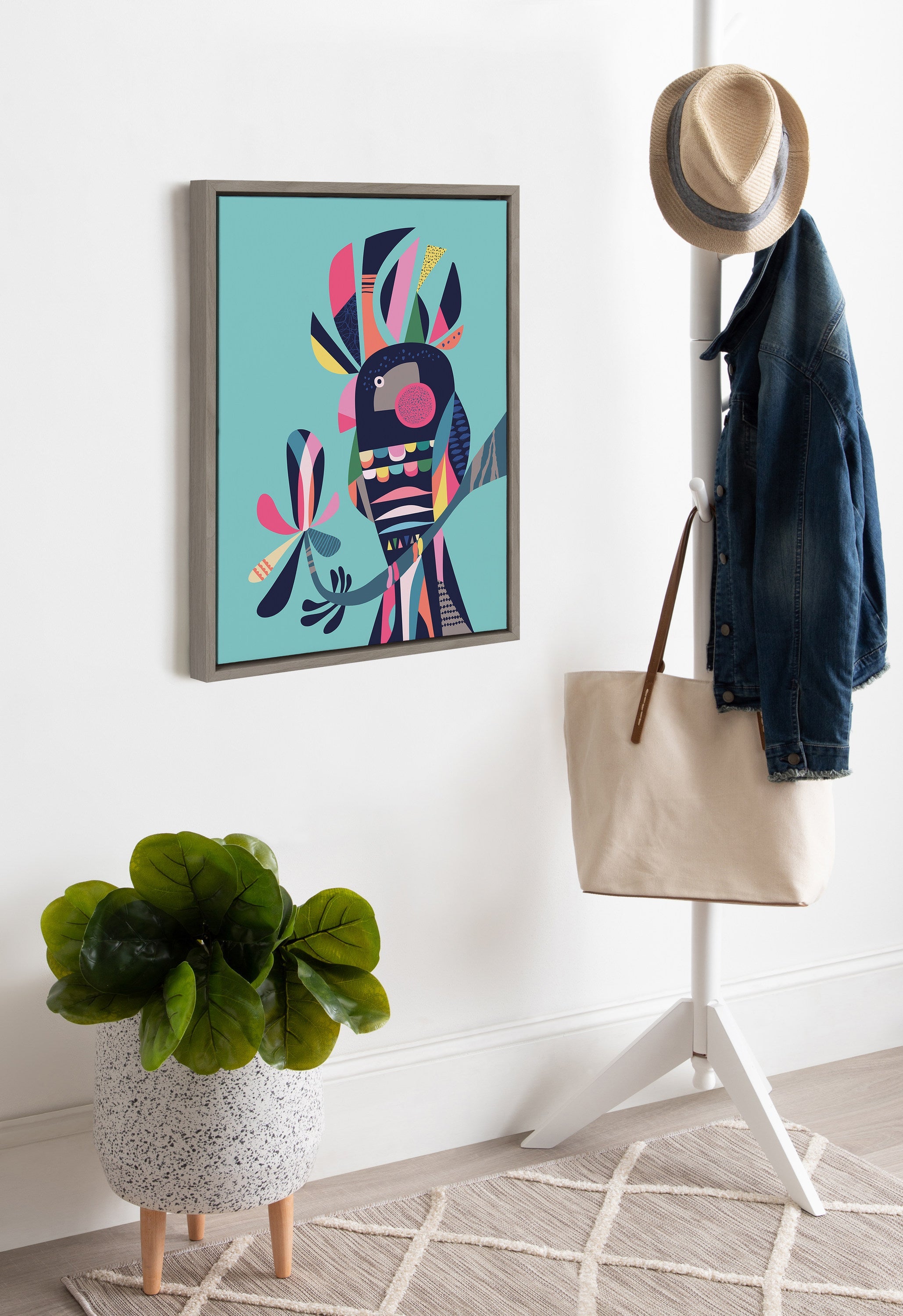 Sylvie Cockatoo Framed Canvas by kateandlaurel - product image 4 for Resin Society