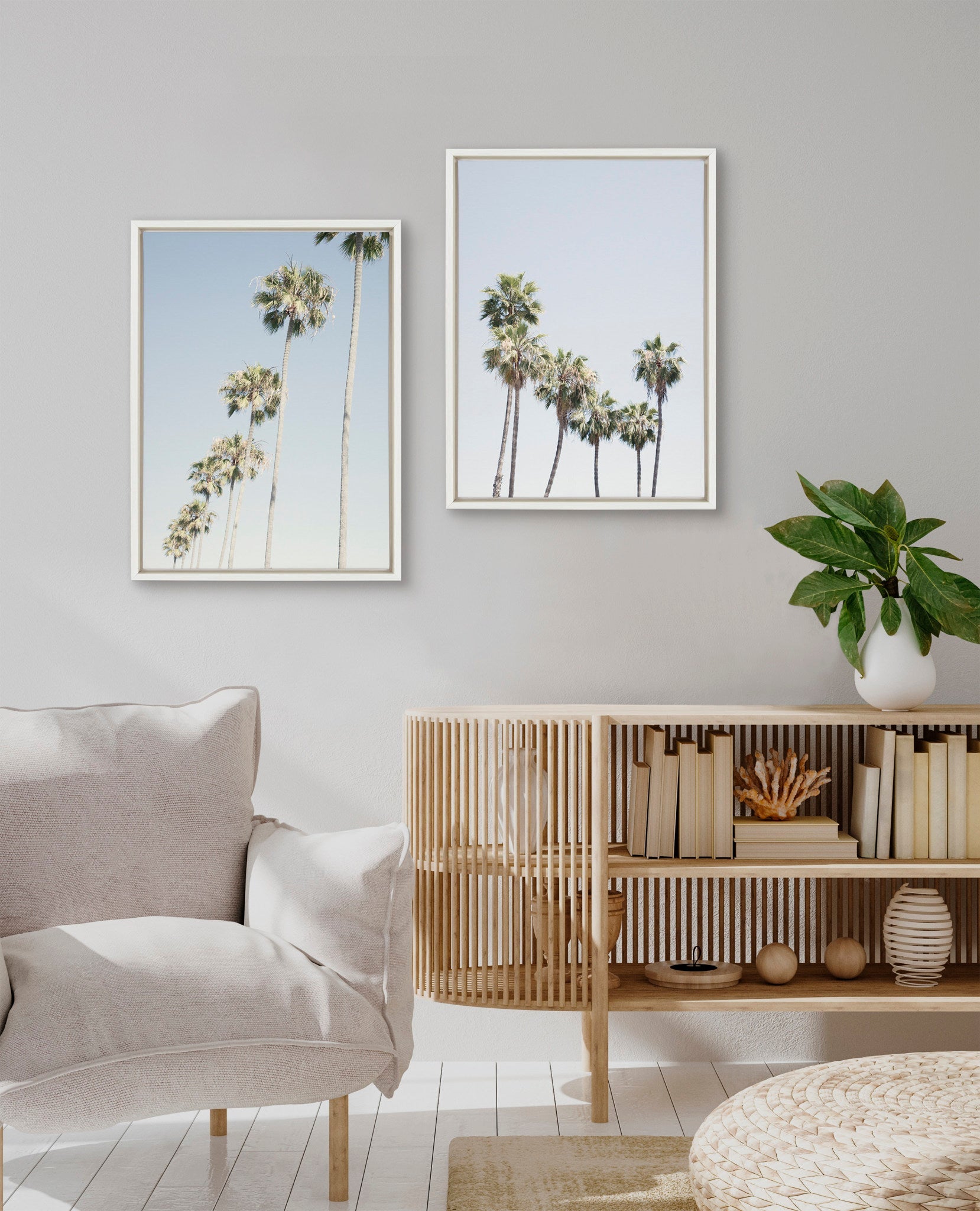 Sylvie Palm tree Row and LA Summer Framed Canvas by kateandlaurel - product image 5 for Resin Society