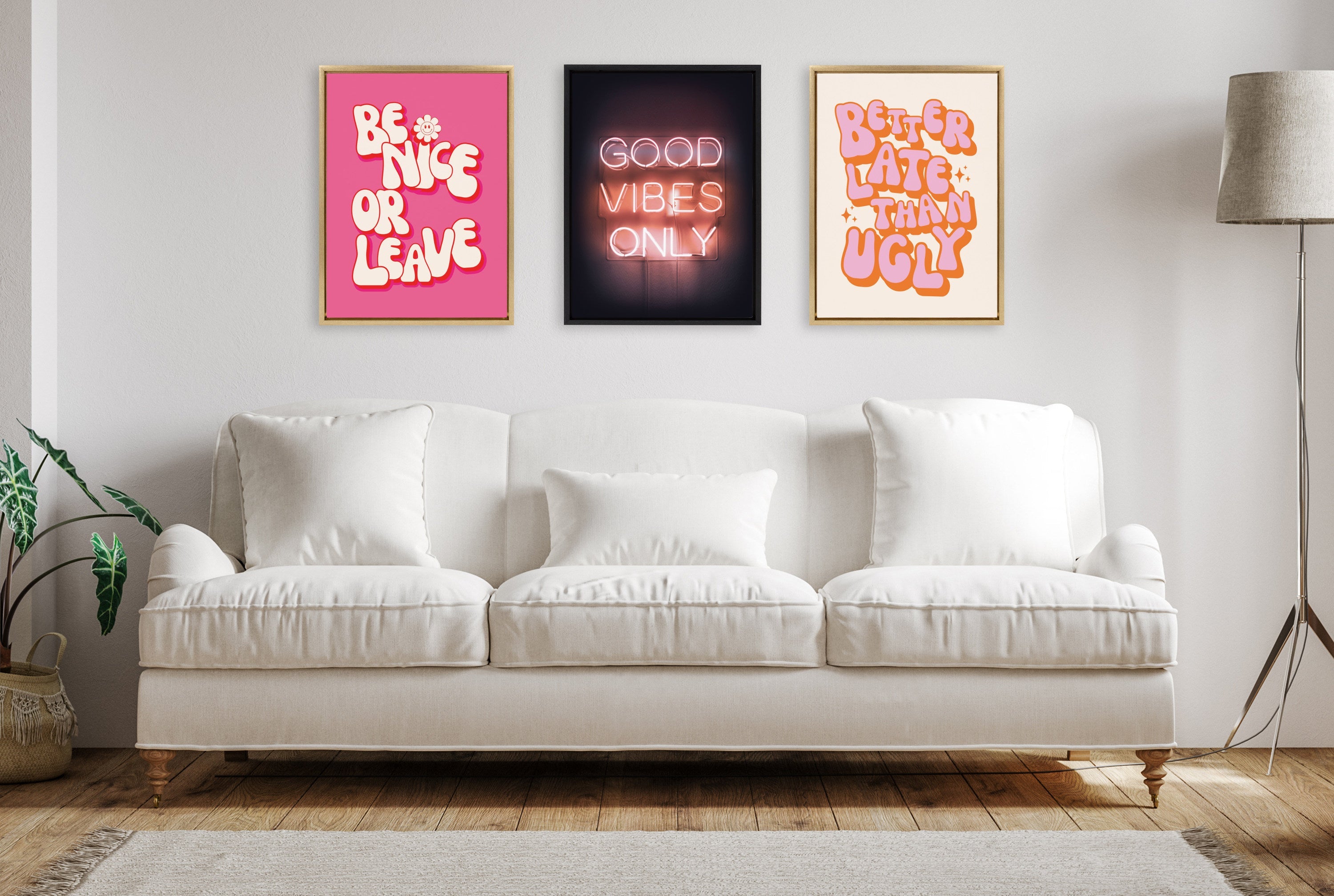 Sylvie Be Nice or Leave Framed Canvas by Honey Island Studio