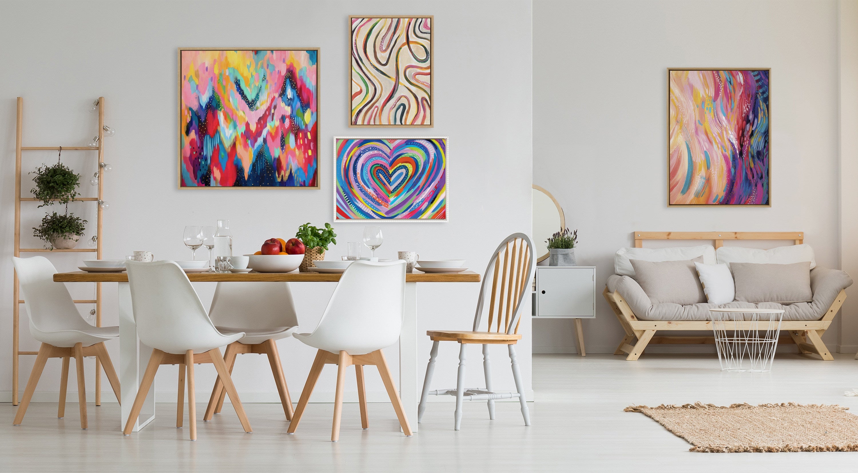 Sylvie Beaded EV Heart Burst 1 Framed Canvas by EttaVee