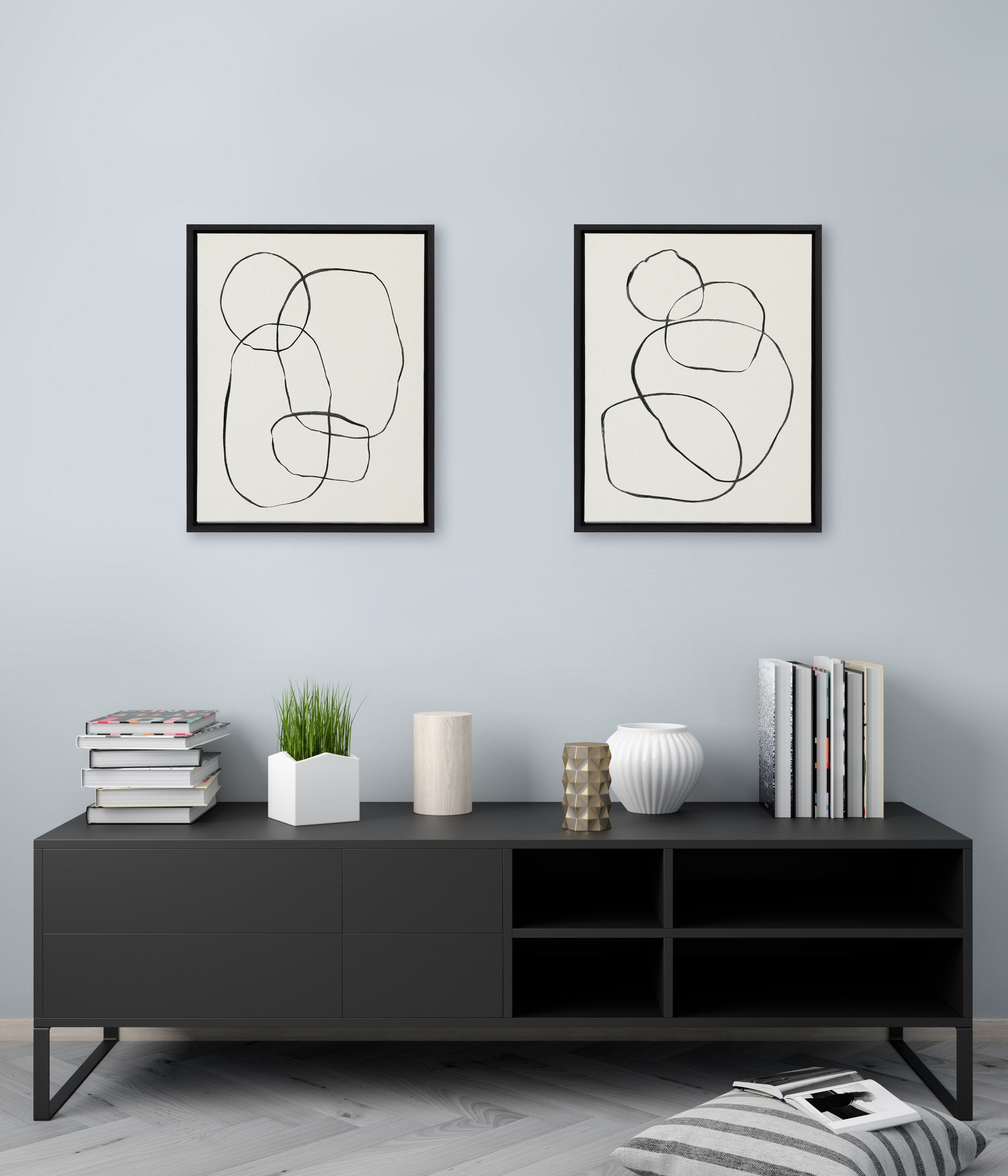 Sylvie Going in Circles Framed Textured Canvas Set
