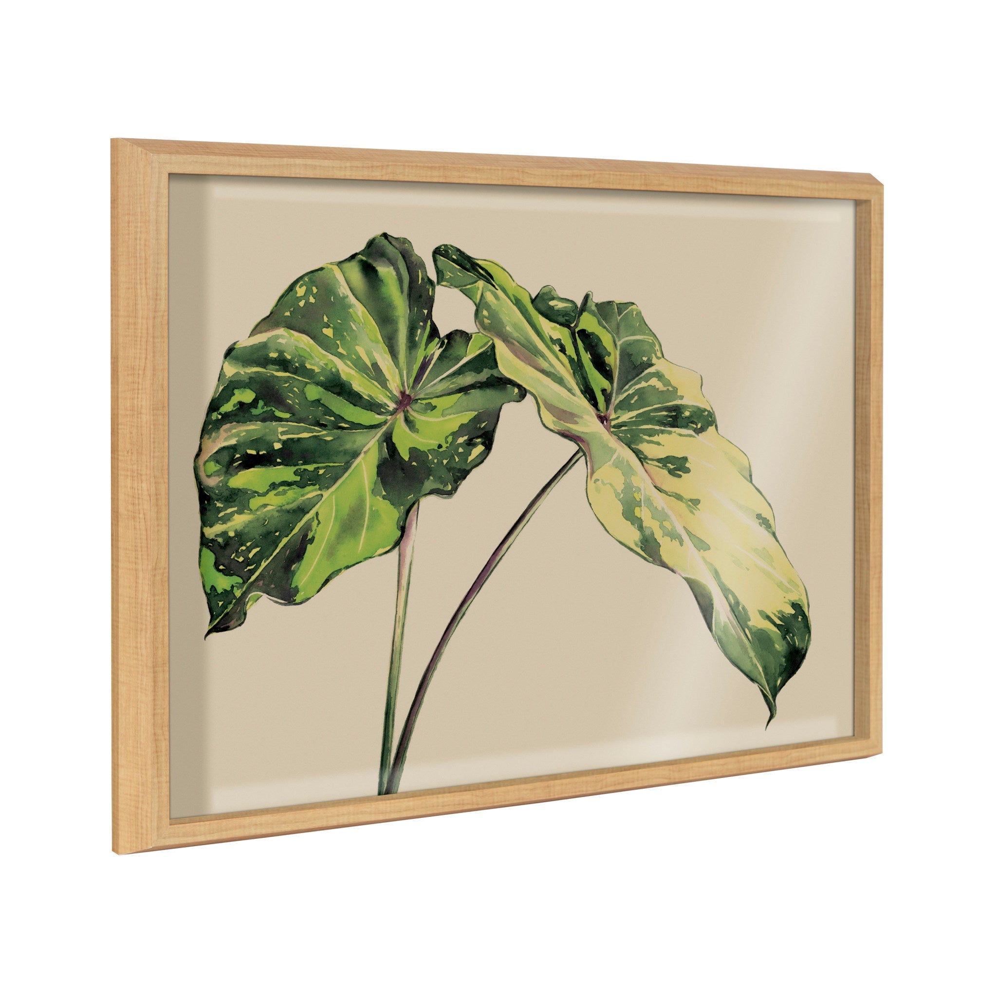 Blake Spotted Leaves Neutral Framed Printed Glass by kateandlaurel - main product image for Resin Society