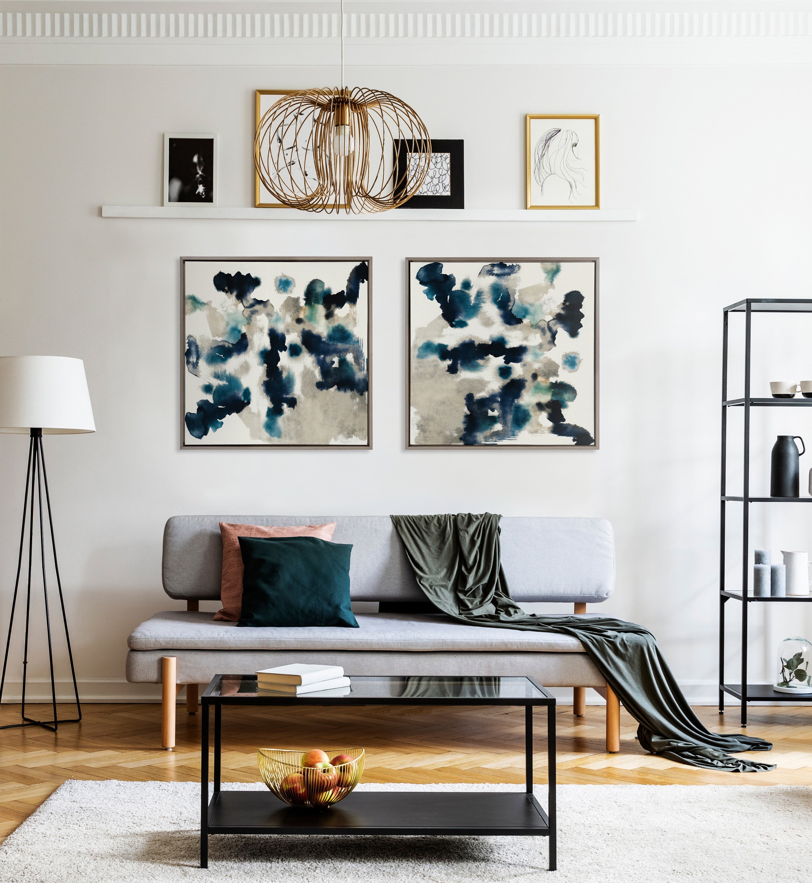 Sylvie Gilded Watercolor Framed Canvas by kateandlaurel - product image 11 for Resin Society