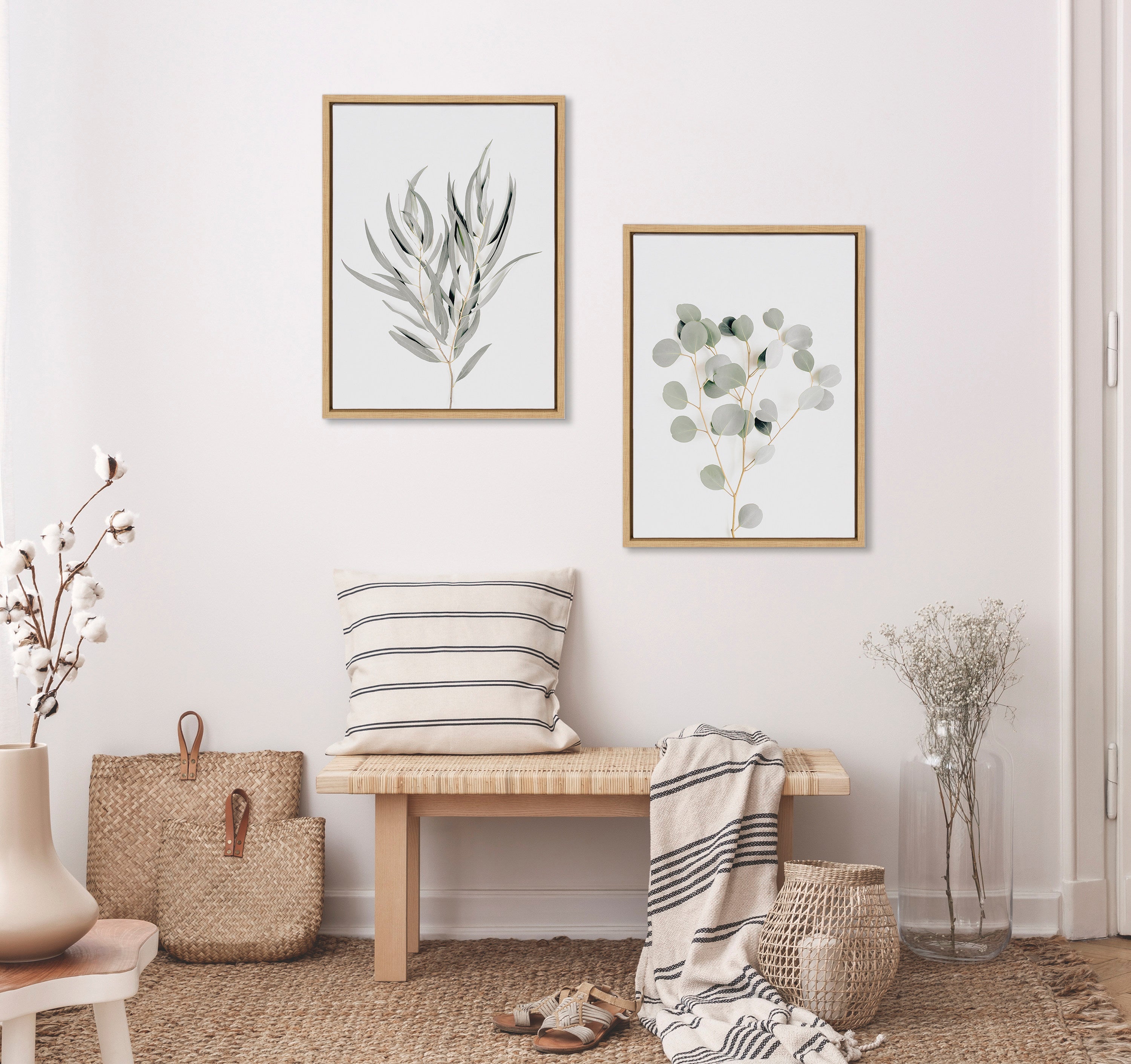 Sylvie Neutral Botanical 1 and 2 Framed Canvas Set by The Creative by kateandlaurel - product image 8 for Resin Society