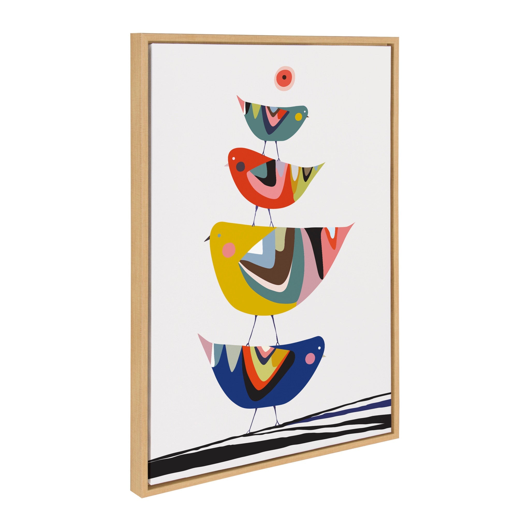 Sylvie Family Tree 4 Birds, Giraffe Love and Three Elephants Framed Canvas Art Set by Rachel Lee of My Dream Wall