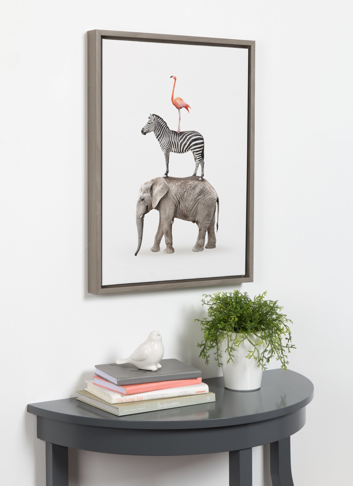 Sylvie Stacked Safari Animals Framed Canvas by Amy Peterson Art Studio