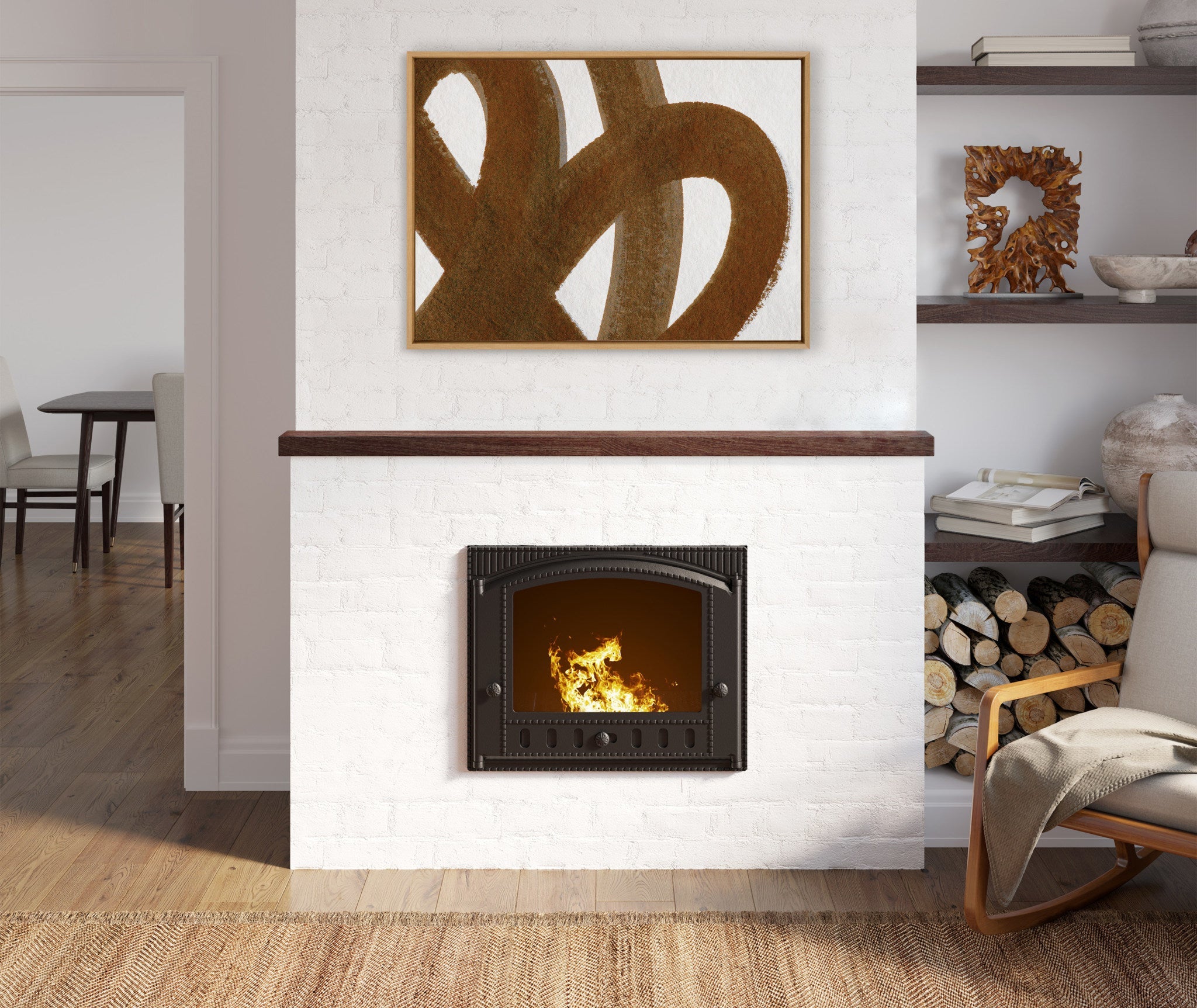 Sylvie Japandi 10 Brown Framed Canvas by Rocket Jack