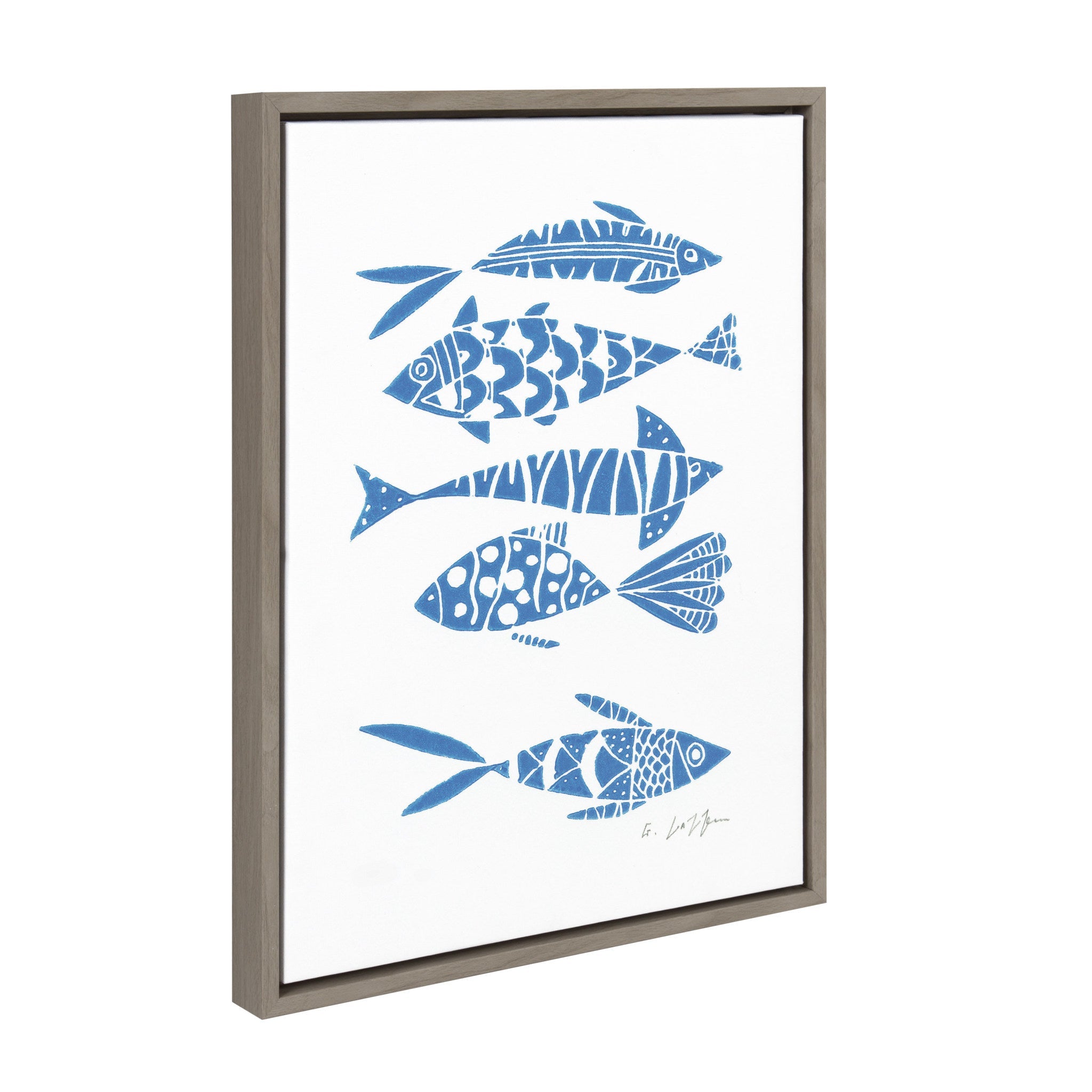 Sylvie Fishes Blue Framed Canvas by kateandlaurel - product image 2 for Resin Society