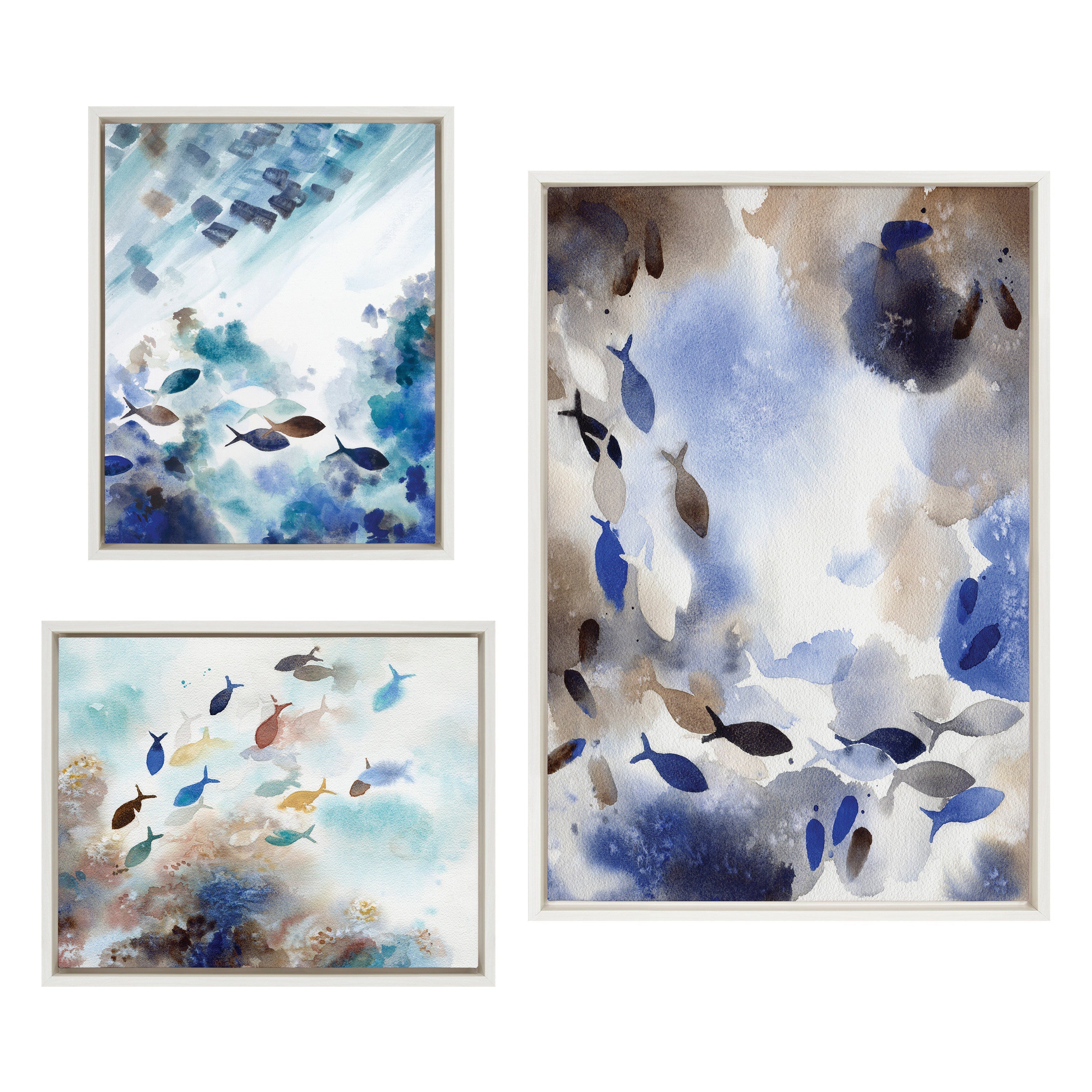 Sylvie Obstacles, Adventure and Nourish Framed Canvas Art Set by Janet Meinke-Lau