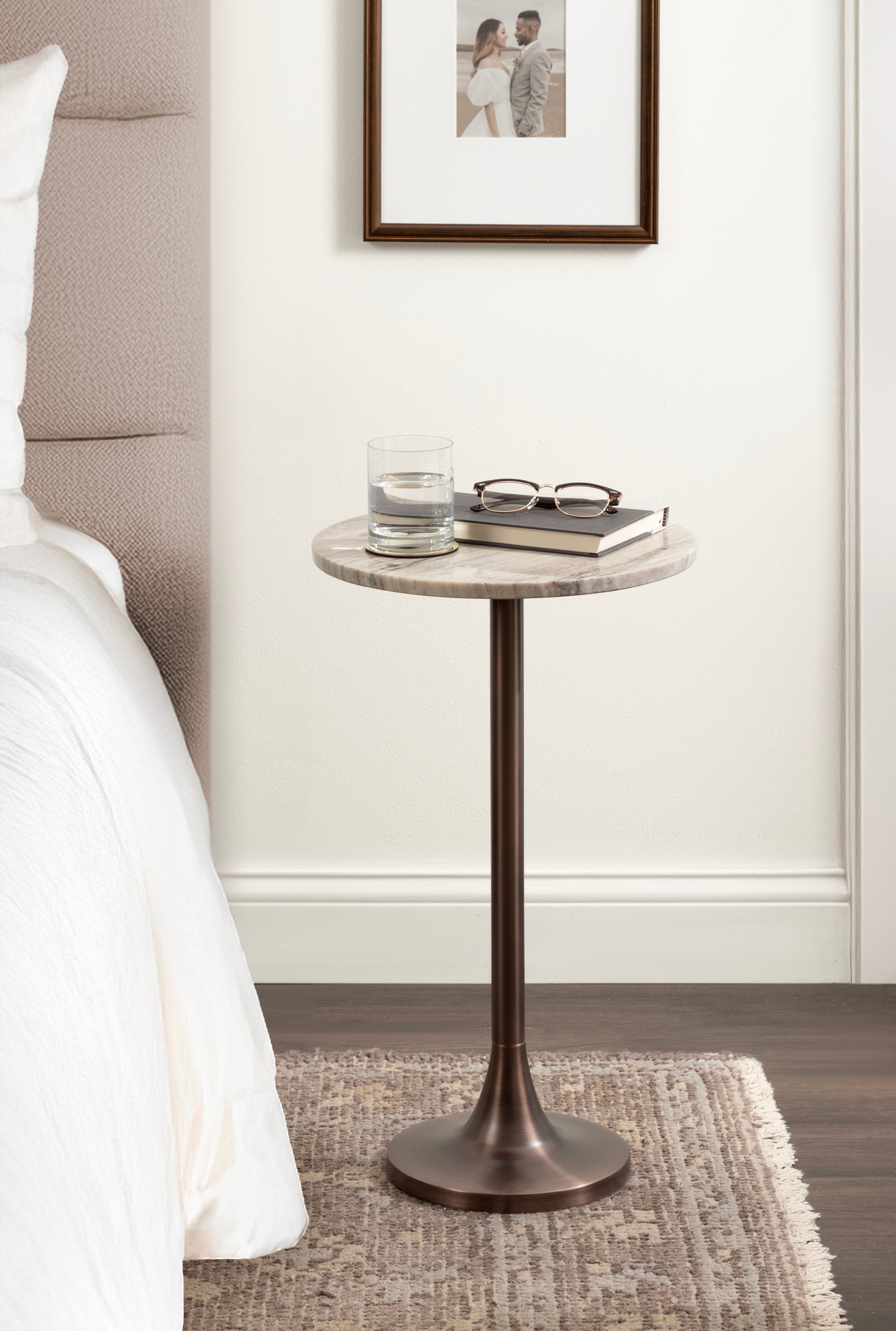 Baronet Round Marble and Metal Table