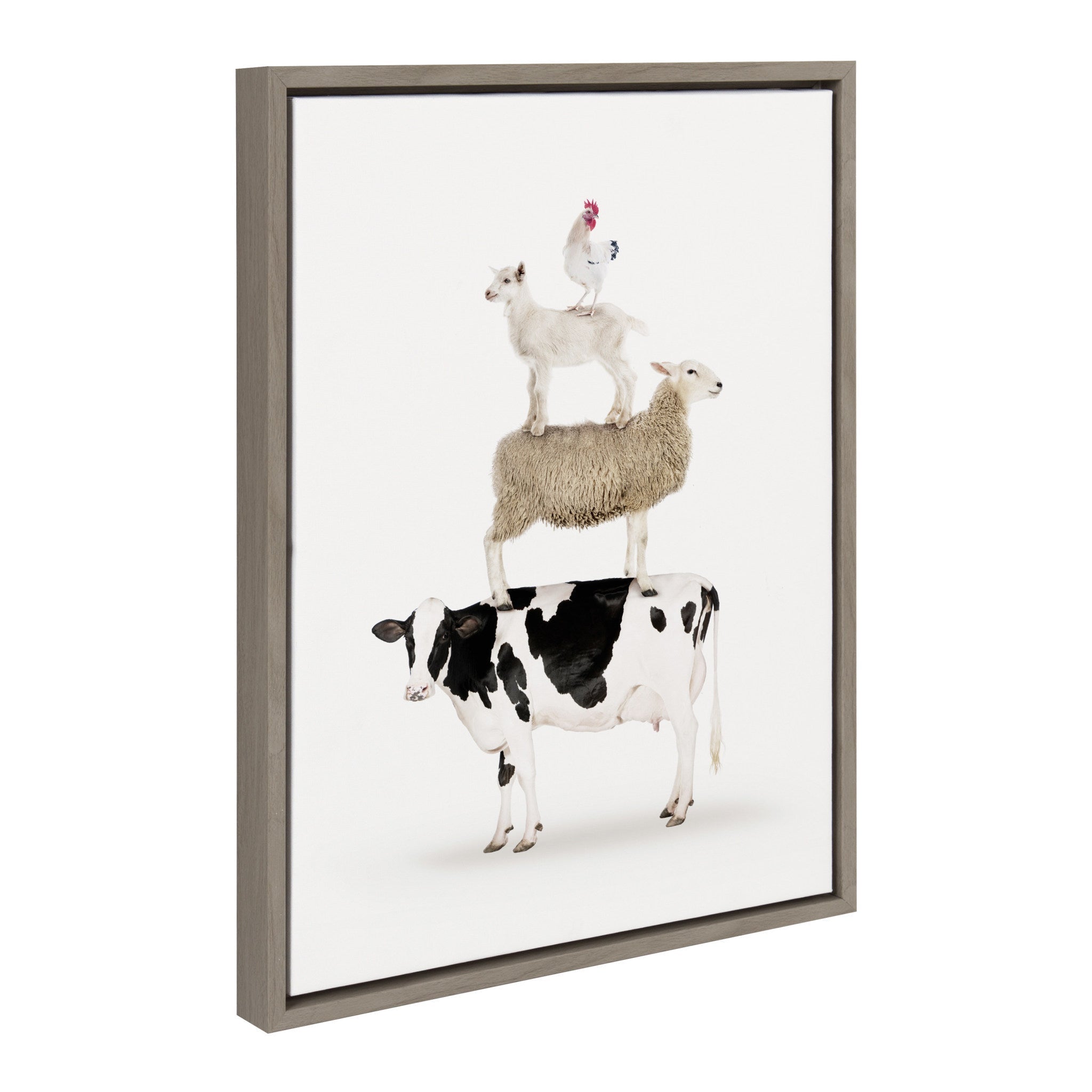 Sylvie Stacked Farm Animals Framed Canvas by Amy Peterson by kateandlaurel - product image 2 for Resin Society