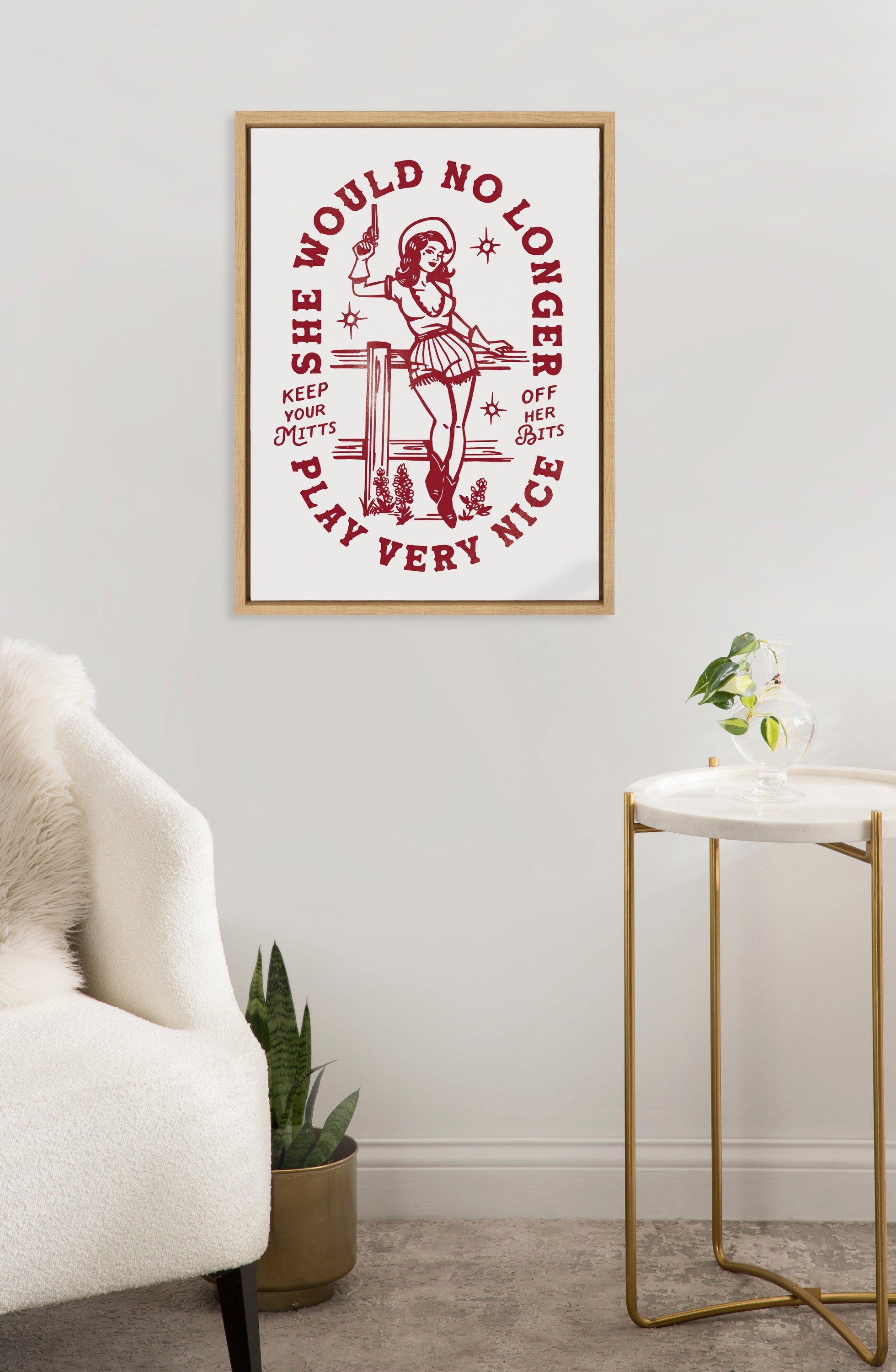 Sylvie Mitts Off Framed Canvas by The Whiskey Ginger