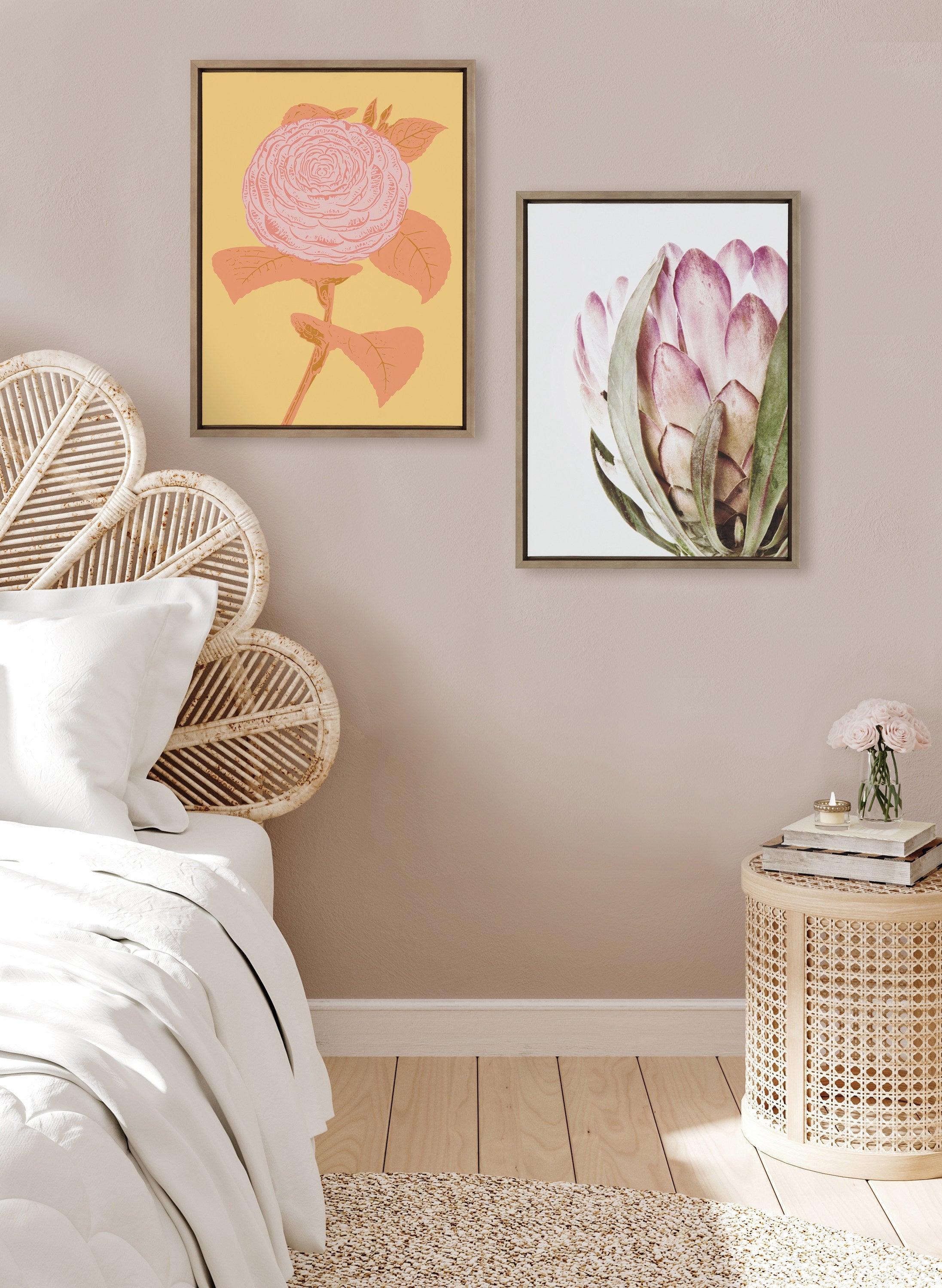 Sylvie Pink Protea Flower Framed Canvas by Amy Peterson by kateandlaurel - product image 17 for Resin Society