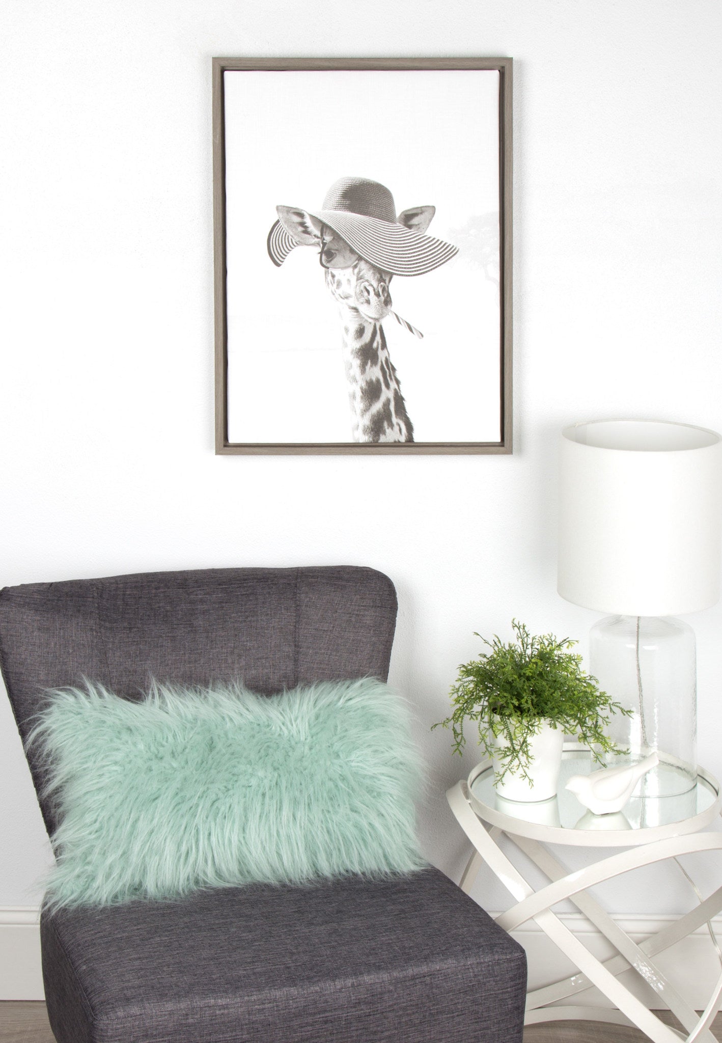 Sylvie Sarifa Giraffe Framed Canvas by Simon Te of Tai Prints by kateandlaurel - product image 5 for Resin Society