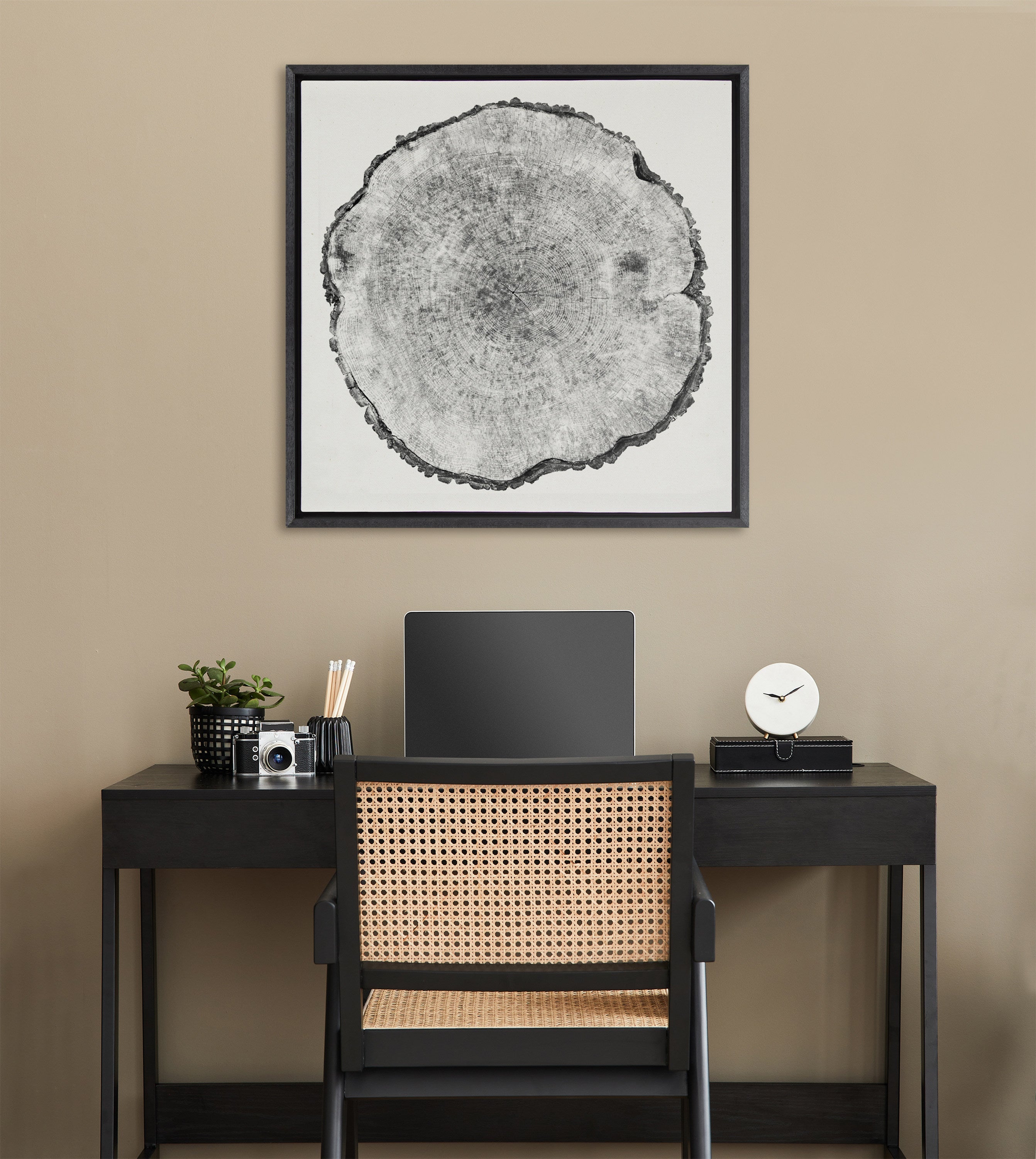 Sylvie Tree Rings Linen Framed Canvas by kateandlaurel - product image 9 for Resin Society