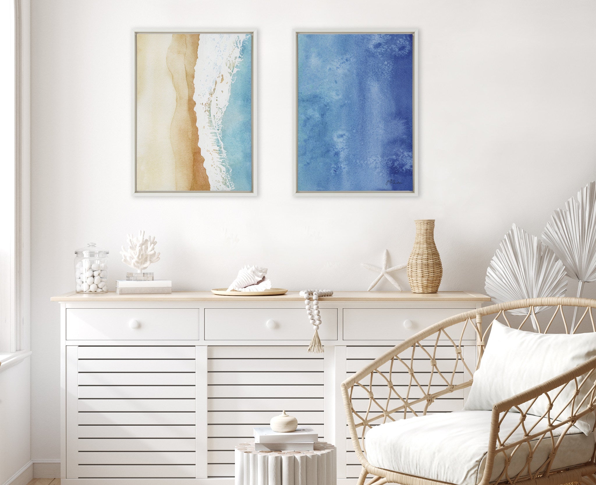 Sylvie Ocean Wake 1 and 2 Framed Canvas by kateandlaurel - product image 5 for Resin Society