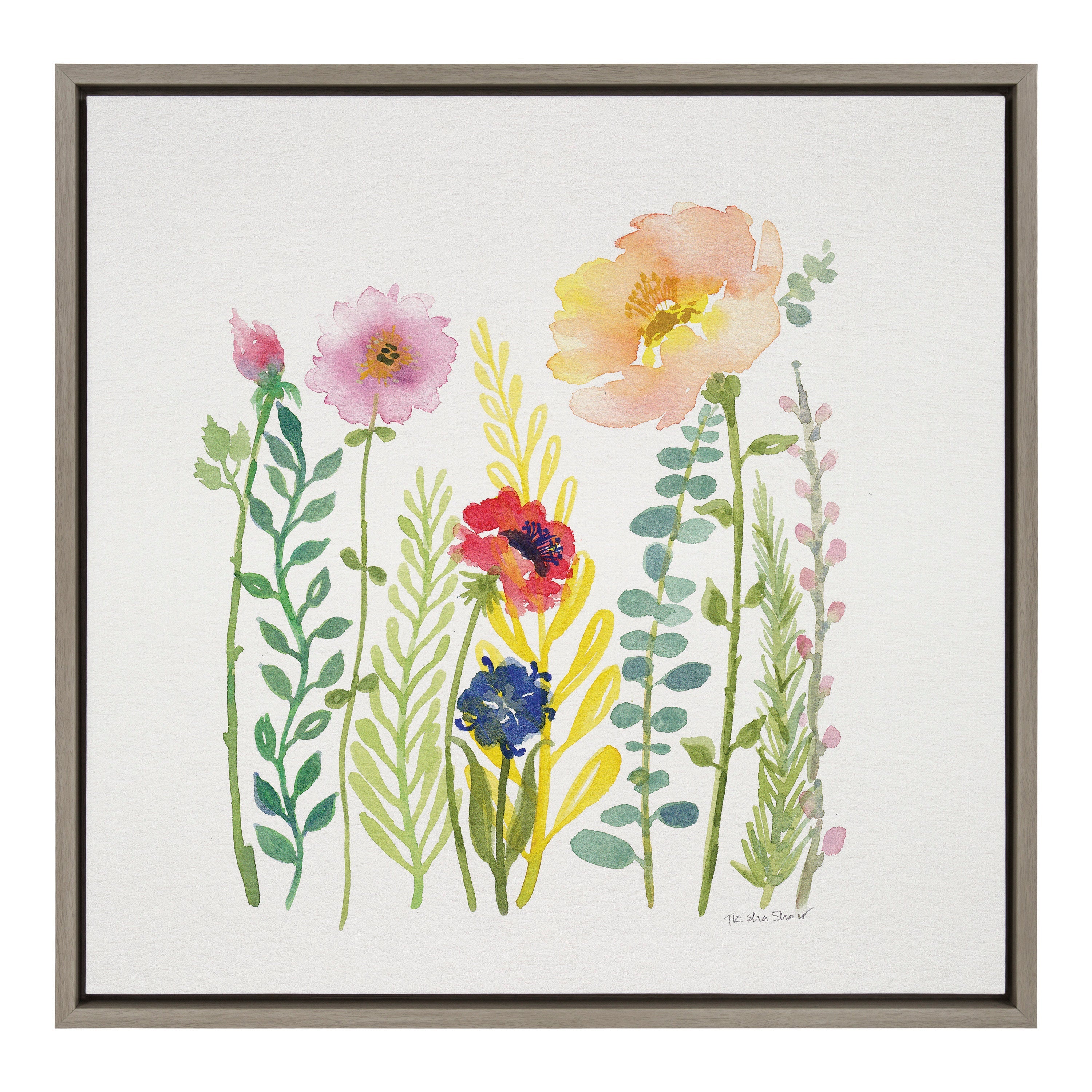 Sylvie Flowers and Ferns Framed Canvas by kateandlaurel - product image 11 for Resin Society