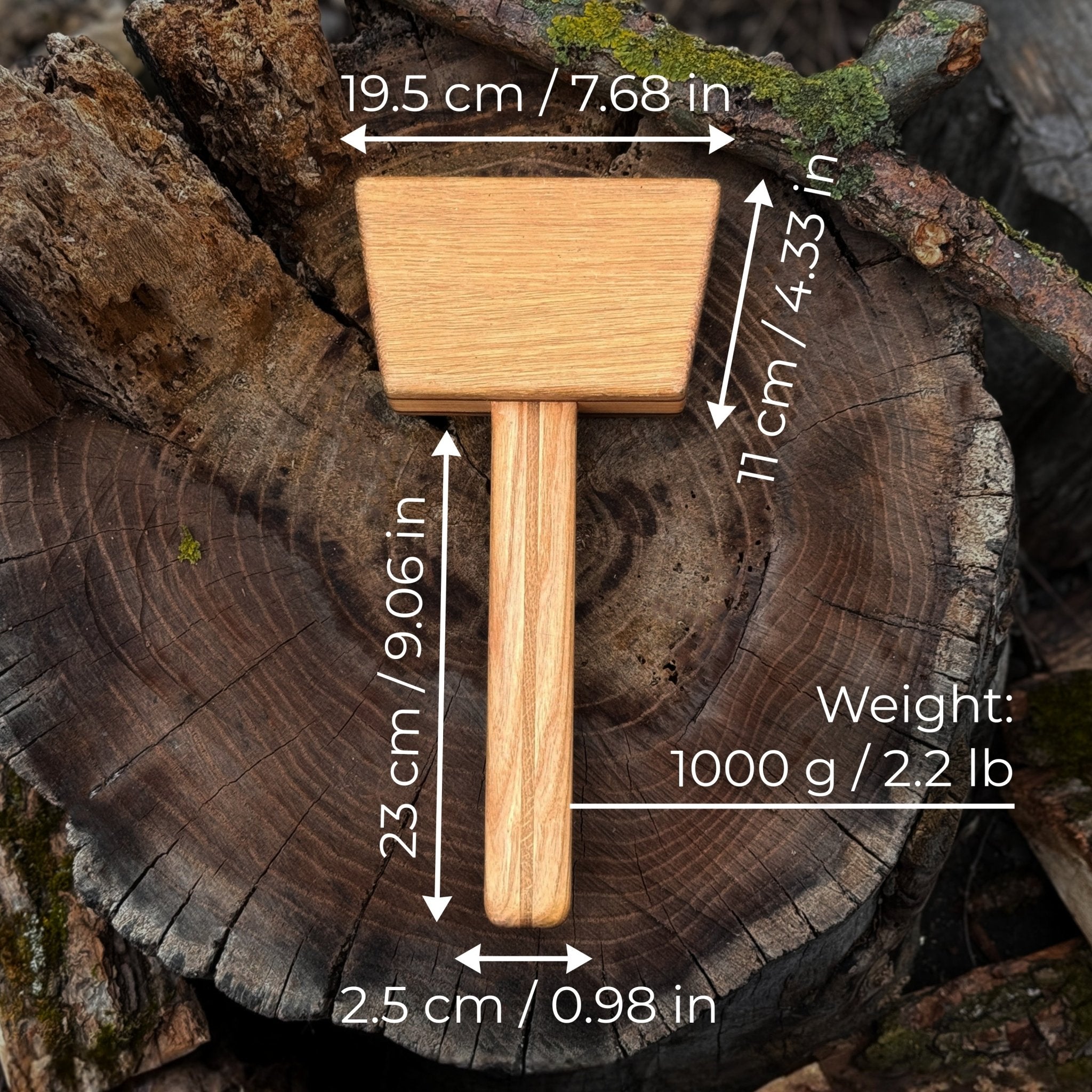 Quiet 35 oz Wooden Mallet with ash wood handle and head by Sharky Forged Steel Tools