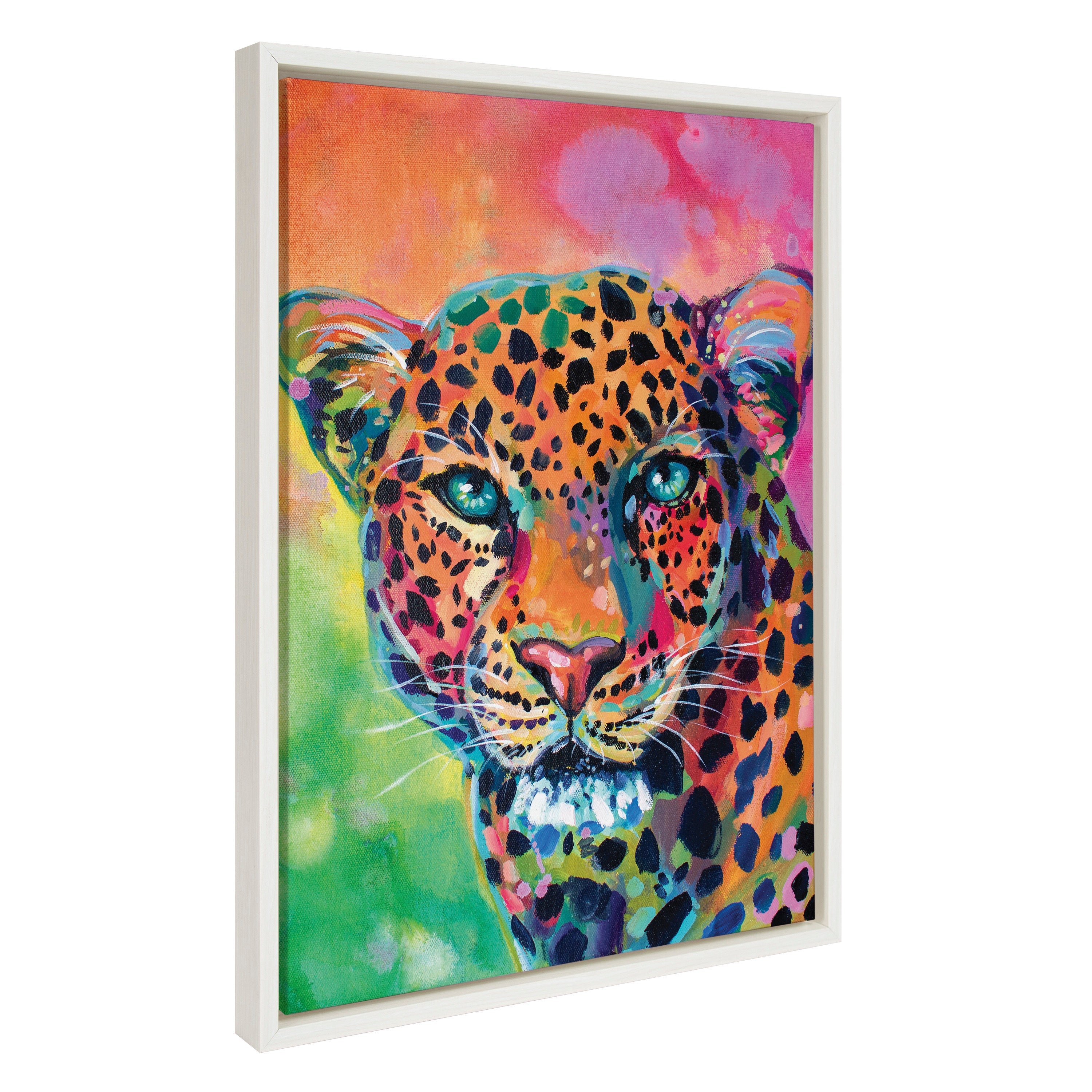 Sylvie Leopard Magic Framed Canvas by Rachel Christopoulos