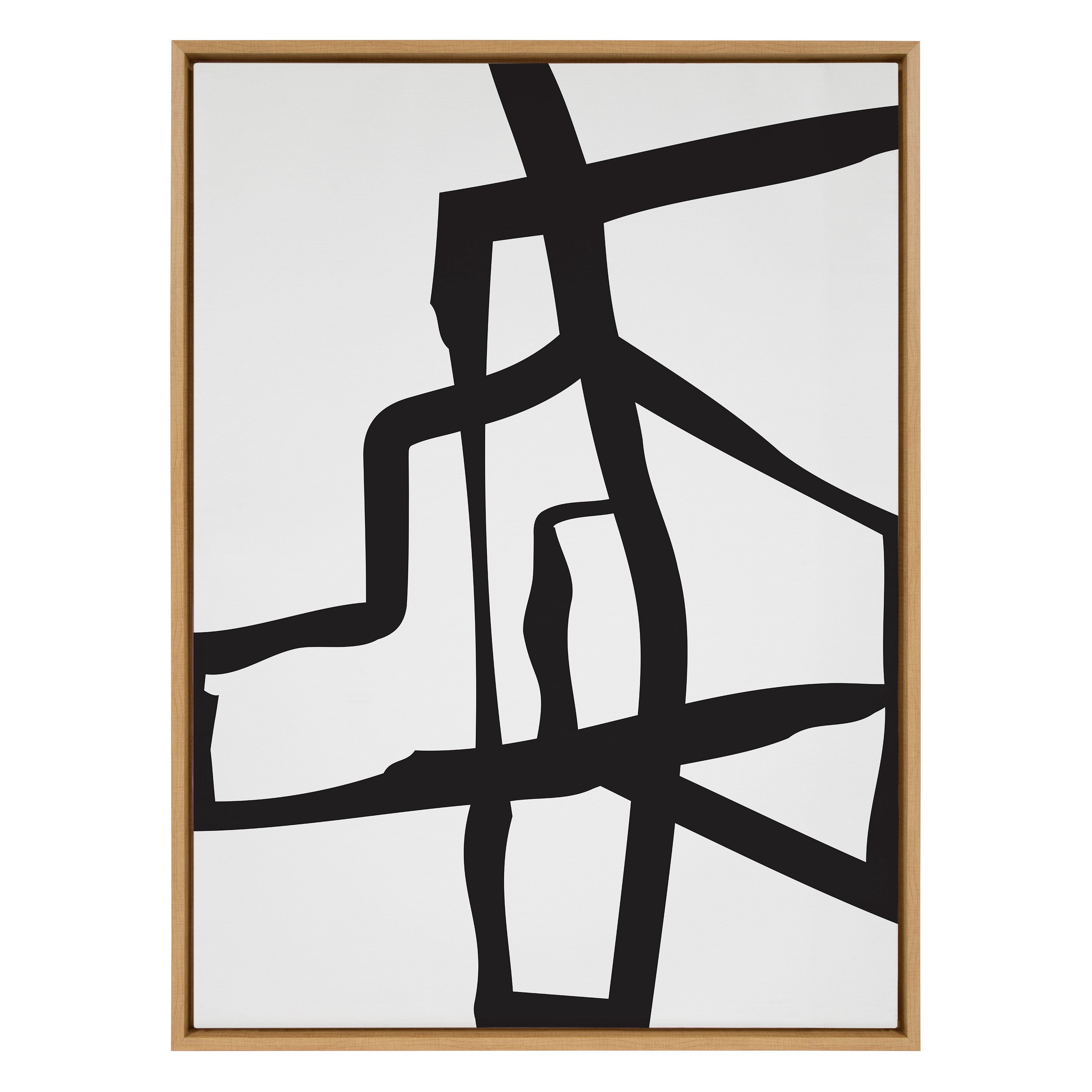 Sylvie Bold Sophisticated Abstract Black Stroke Framed Canvas by kateandlaurel - product image 2 for Resin Society