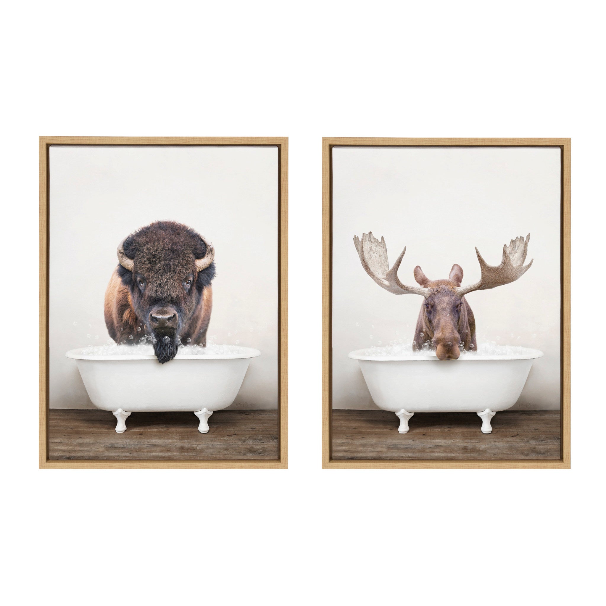 Sylvie Bison Rustic Bubble Bath and Moose Rustic Bubble Bath Framed by kateandlaurel - product image 2 for Resin Society