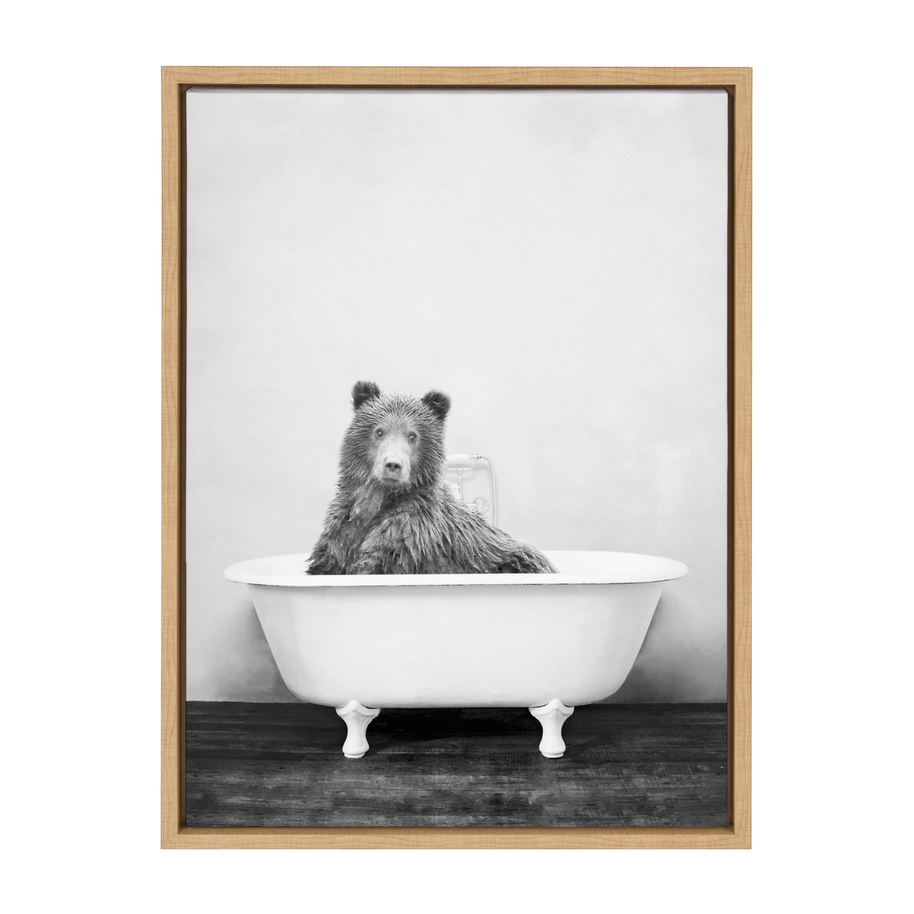 Sylvie Bear in the Tub Framed Canvas by kateandlaurel - product image 2 for Resin Society