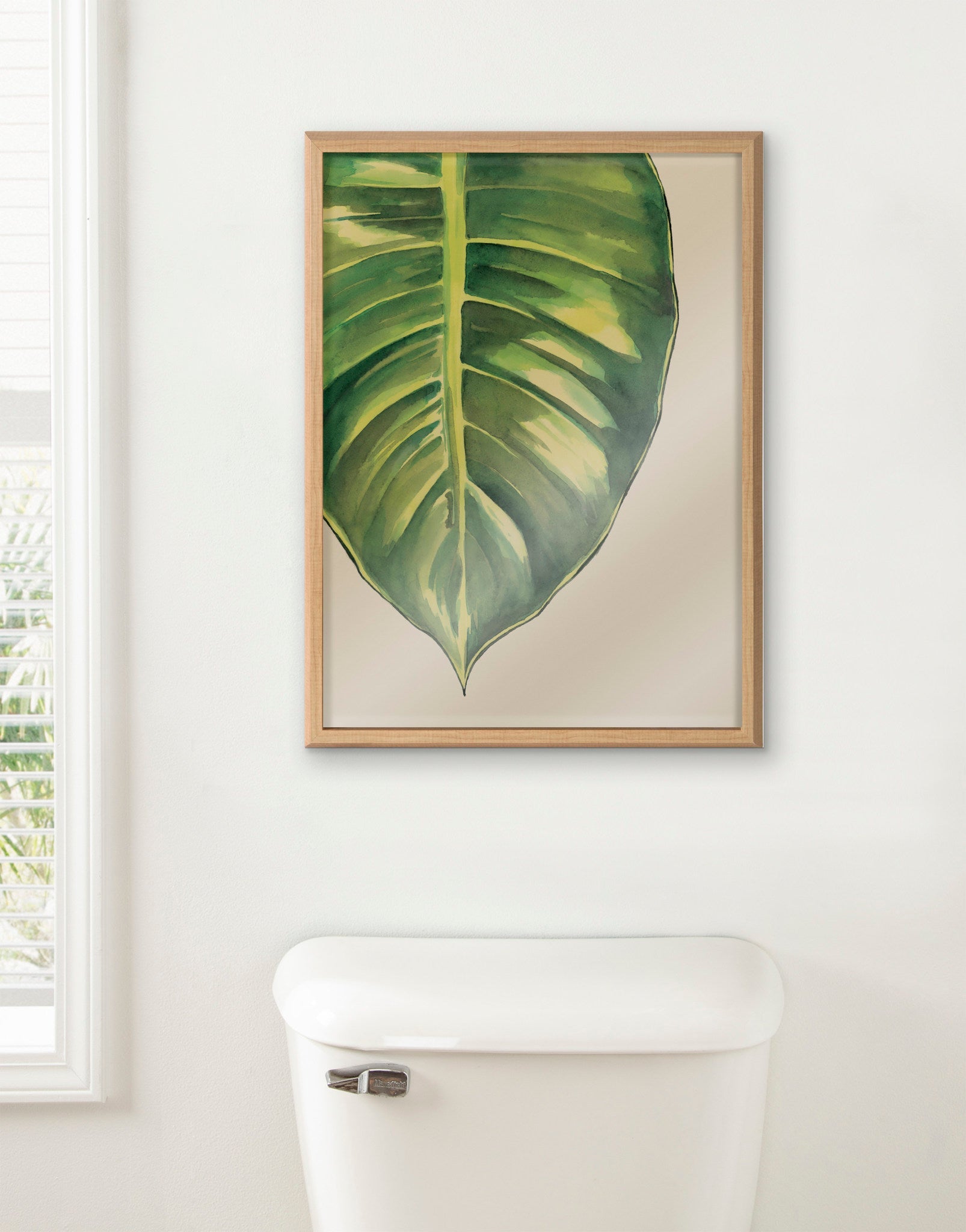 Blake Large Leaf Greener Hue Neutral Framed Printed Glass by kateandlaurel - product image 5 for Resin Society