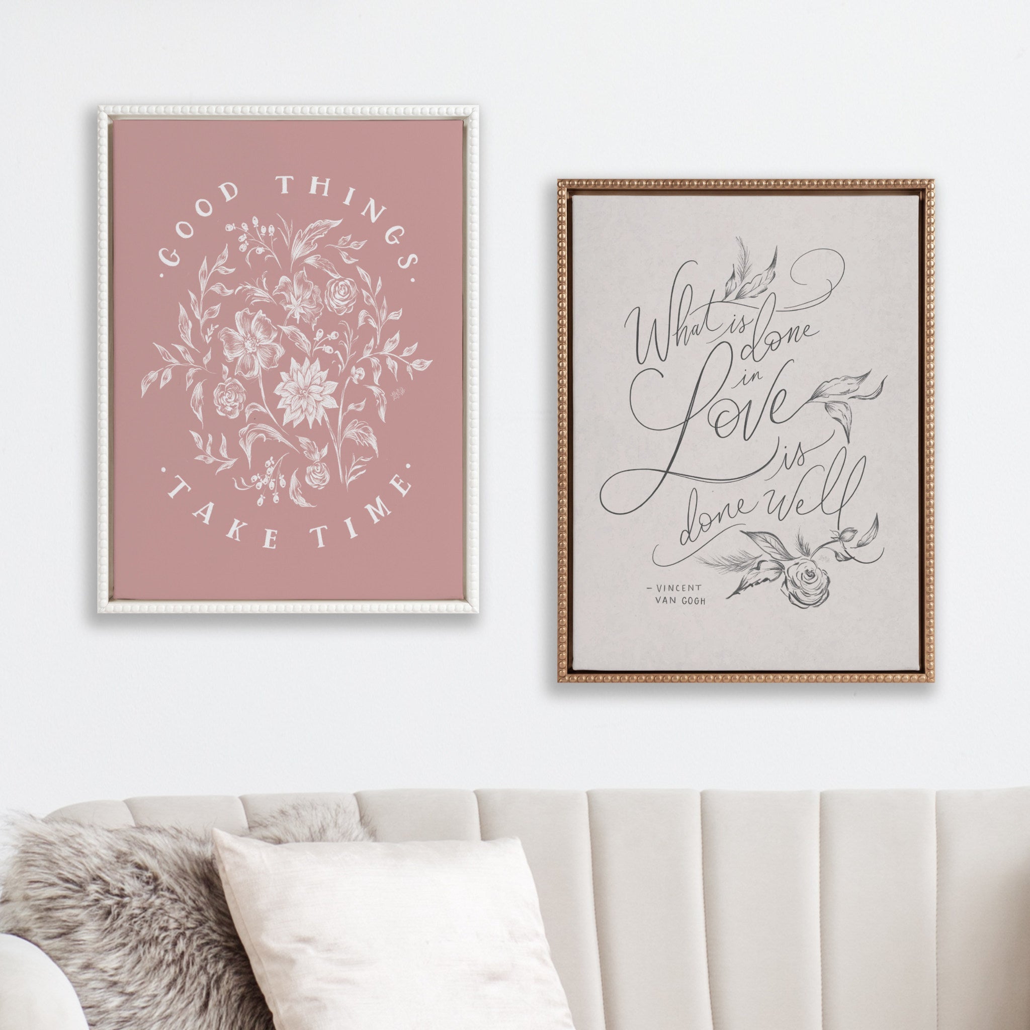Sylvie Beaded What is Done in Love Framed Canvas by Valerie McKeehan