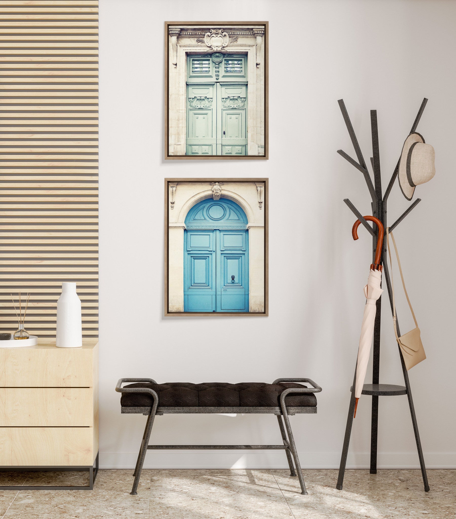 Sylvie Classic Parisian Door and Blue Paris Door Framed Canvas Art Set by Caroline Mint