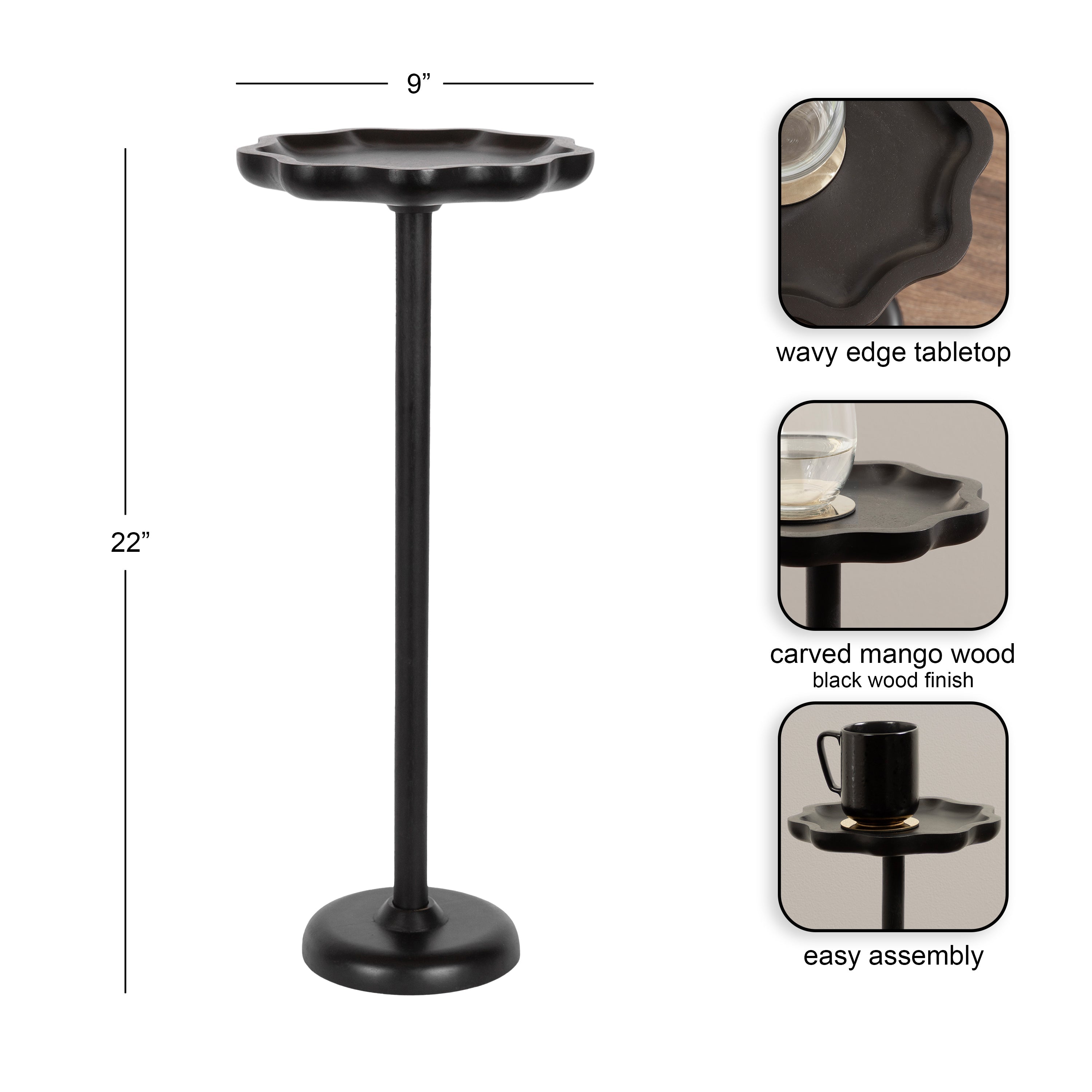 Alezar Scallop Wood Drink Table