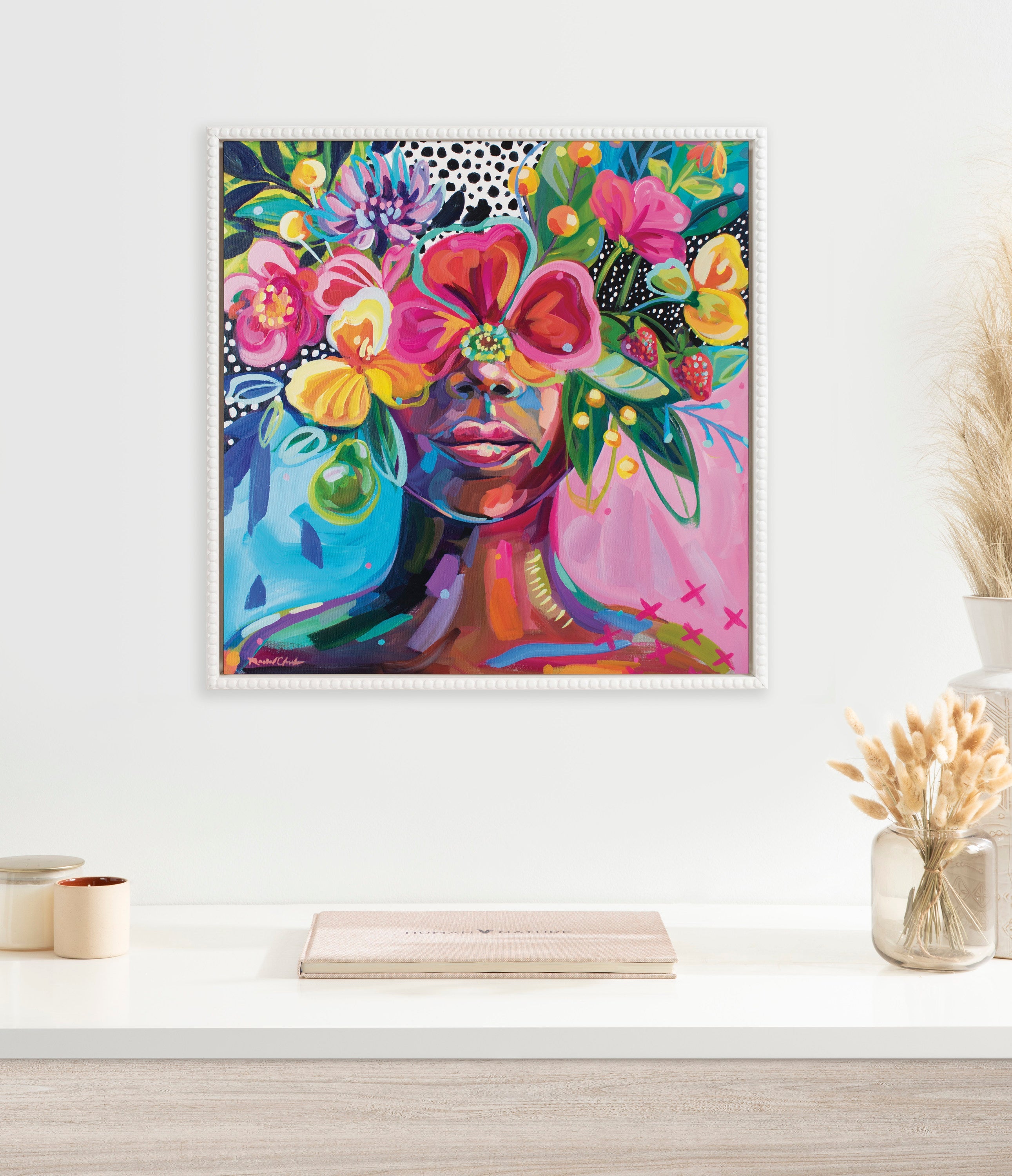 Sylvie Beaded She Was A Curious Mind Framed Canvas by Rachel Christopoulos