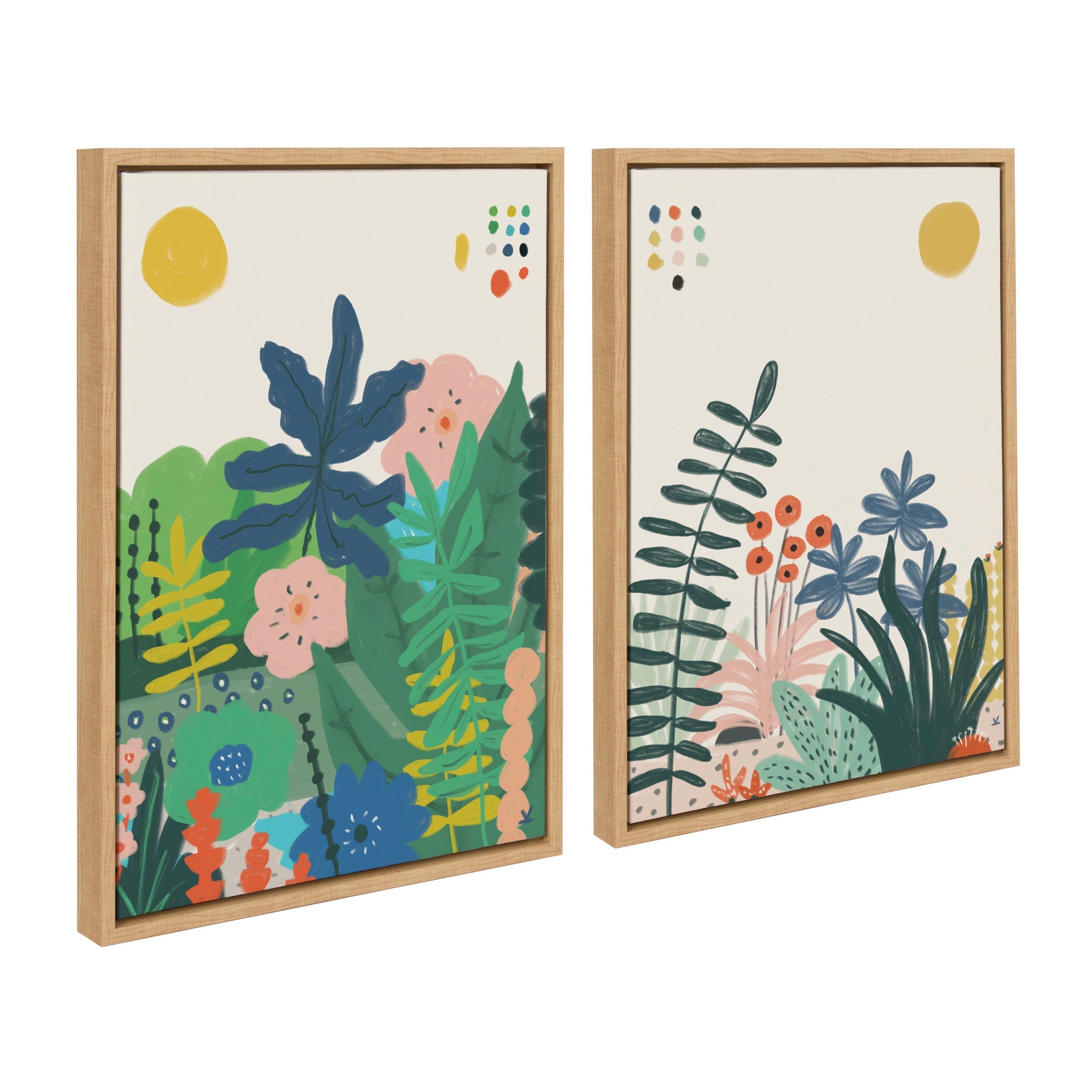 Sylvie Zen Garden 1 and 2 framed canvas art set featuring peaceful garden imagery by Kelly Knaga