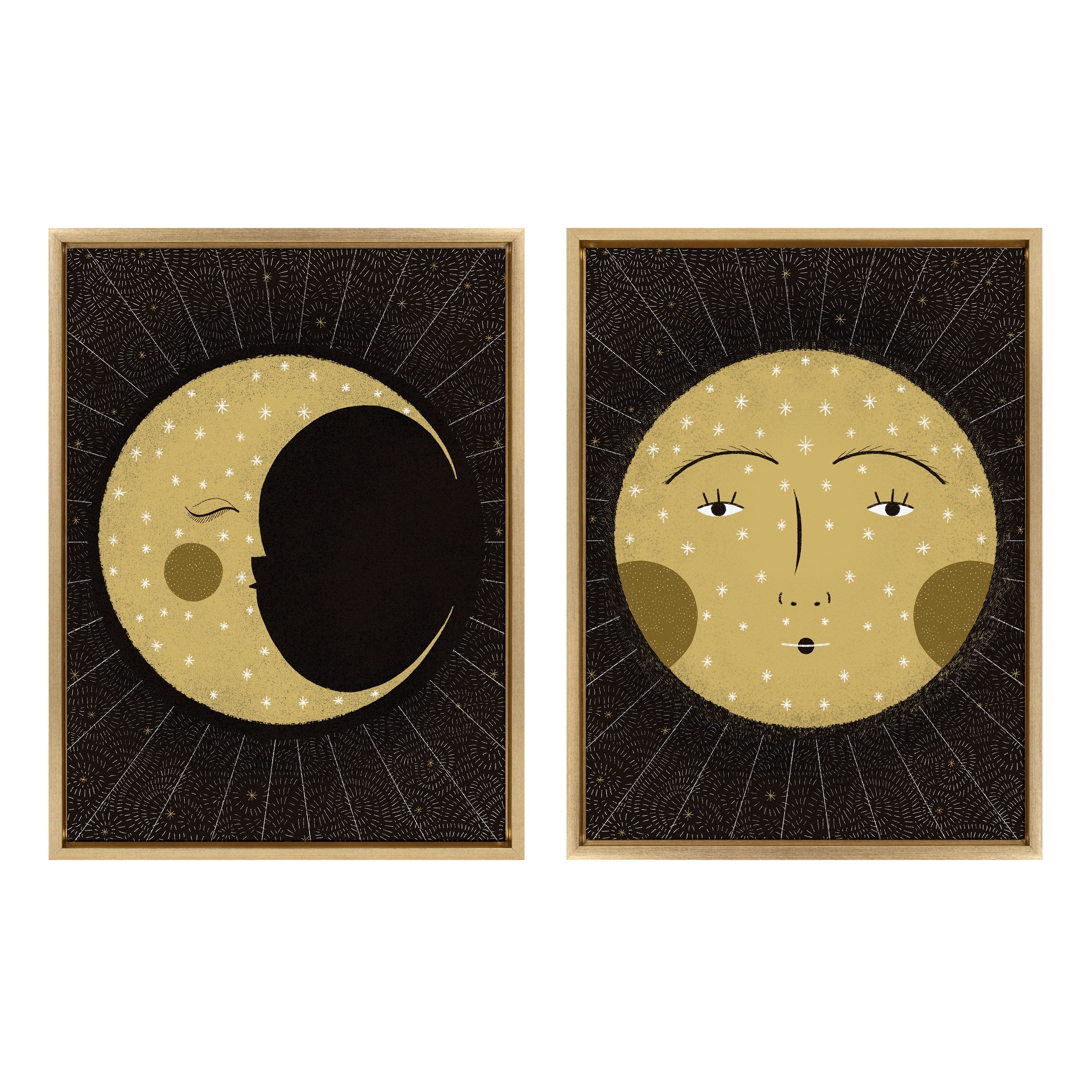 Sylvie Moon Print and Sun Print Framed Canvas Set by kateandlaurel - product image 7 for Resin Society