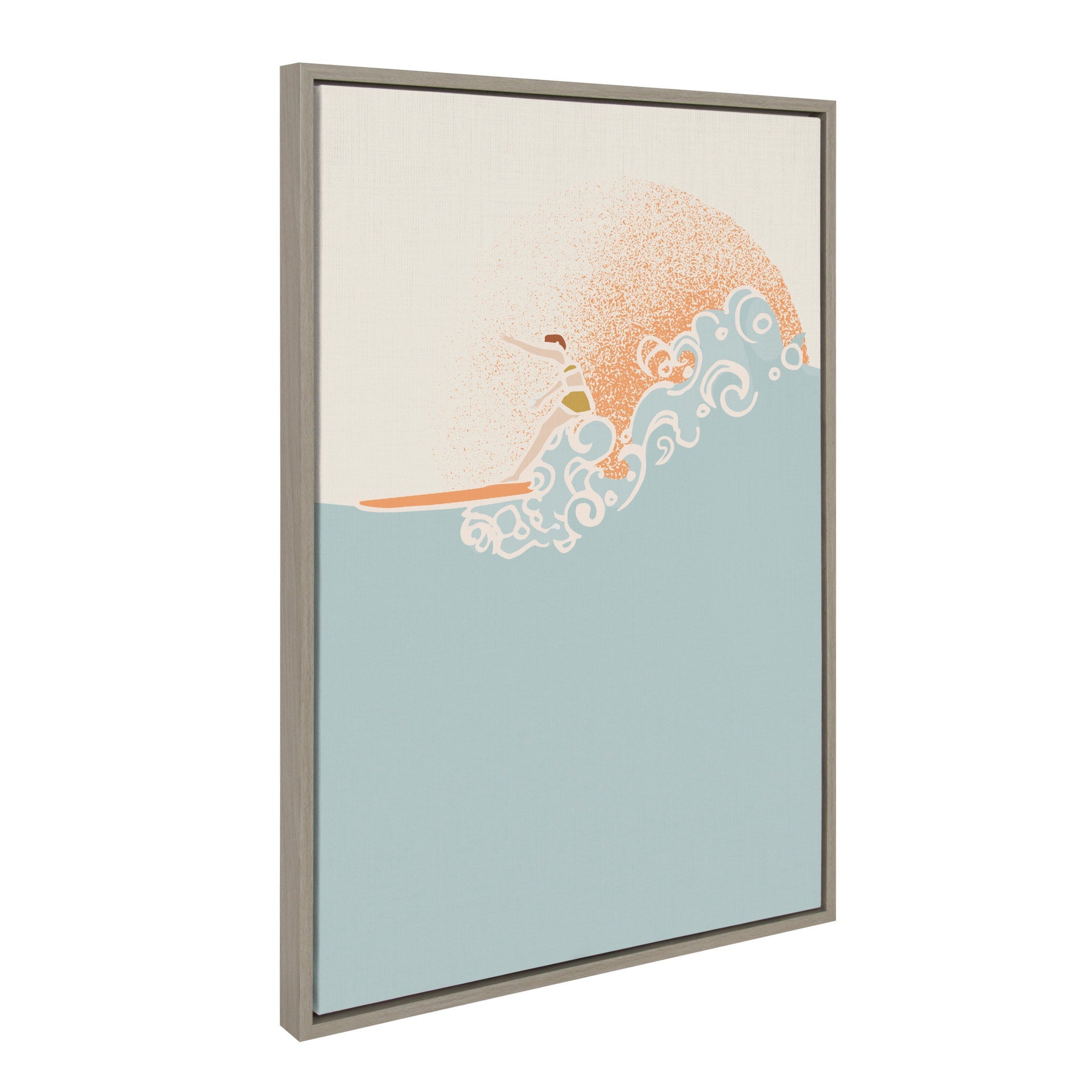 Sylvie Sea Breeze Surfer Girl Framed Canvas by Hannah Beisang by kateandlaurel - product image 2 for Resin Society
