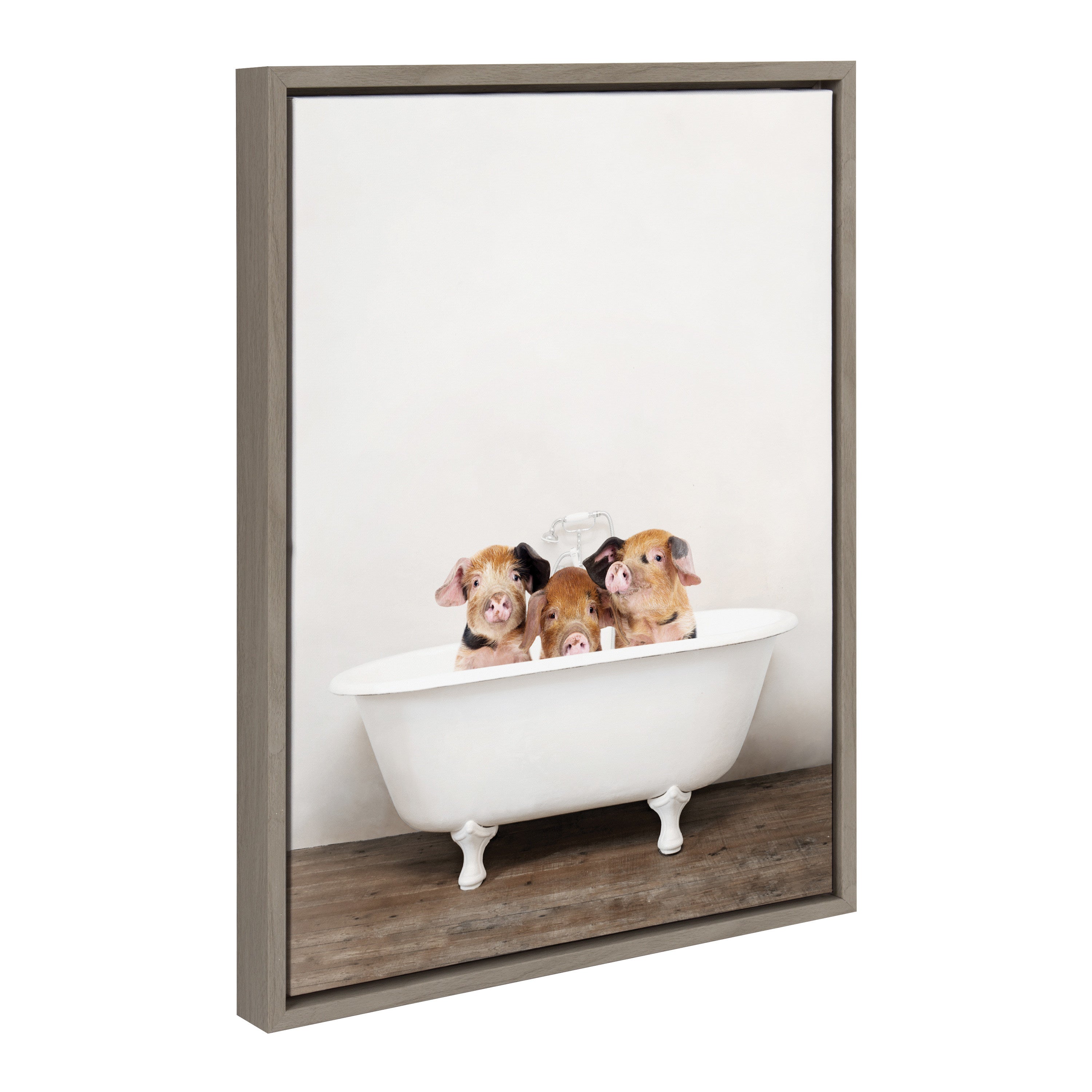 Sylvie Three Little Pigs In Vintage Bathtub Framed Canvas by kateandlaurel - product image 10 for Resin Society