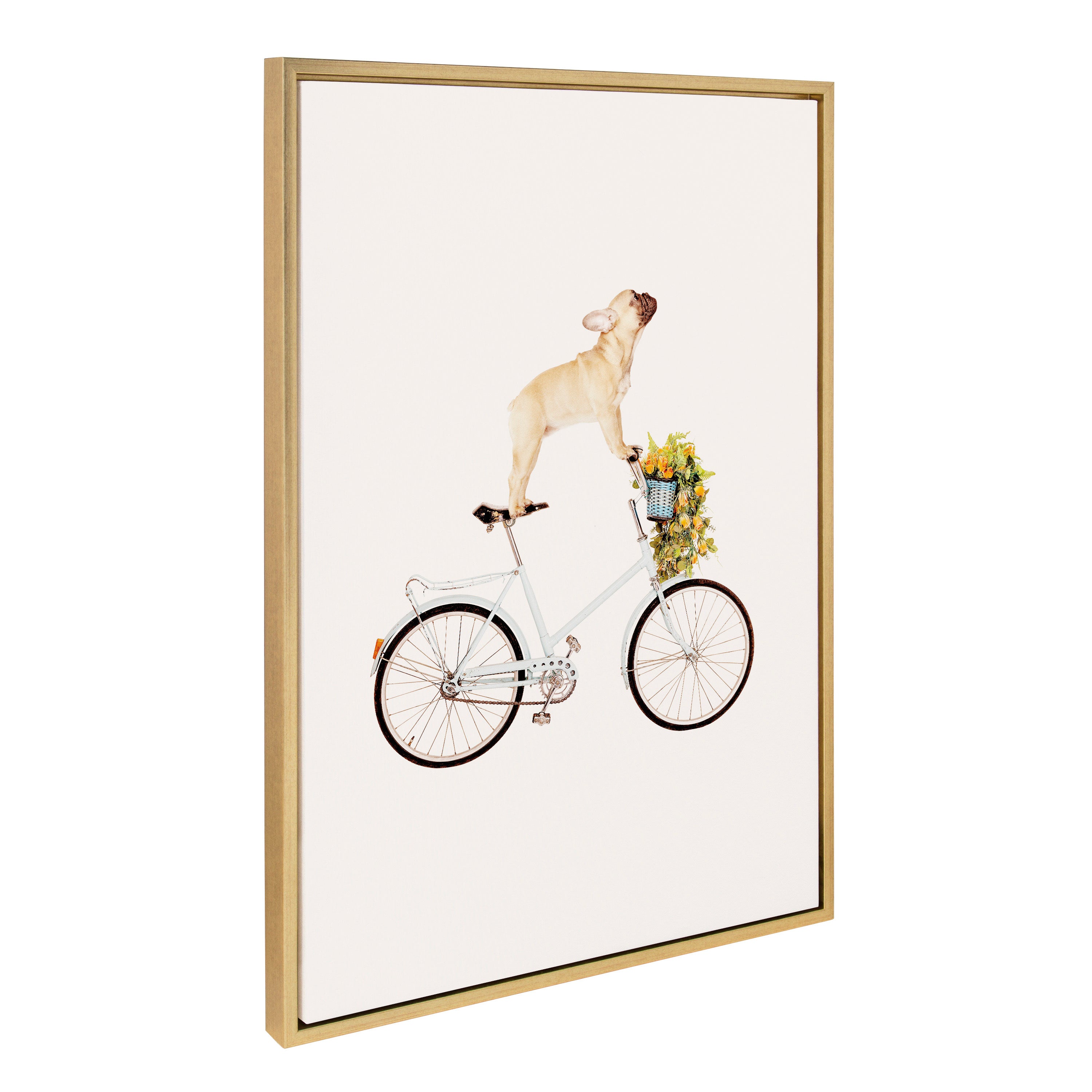 Sylvie Frenchie Bulldog on a Bicycle Framed Canvas by Amy Peterson Art Studio