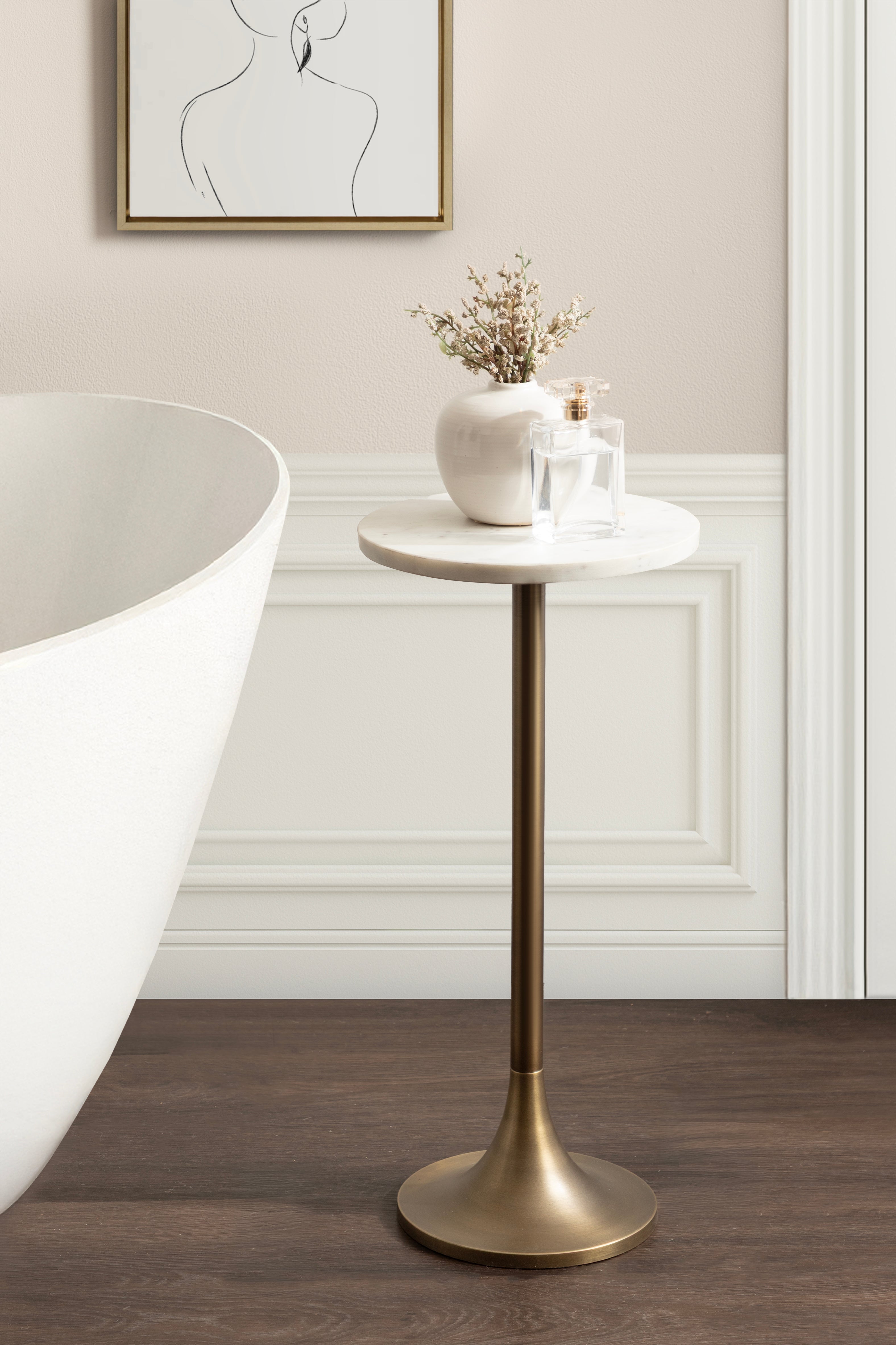 Baronet Round Marble and Metal Table