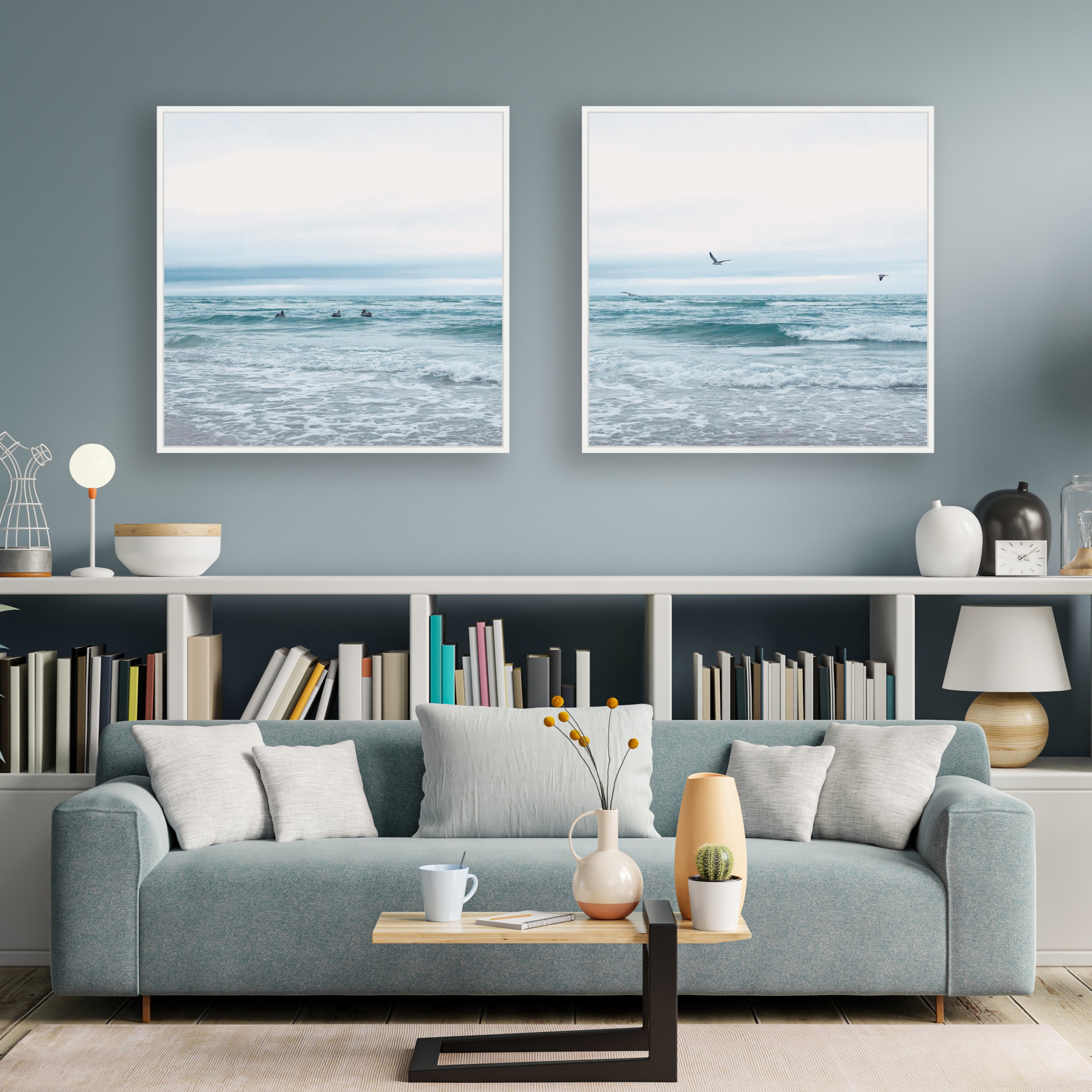 Sylvie Ocean Swim 1 and 2 Framed Canvas Art Set by Stephanie Klatt