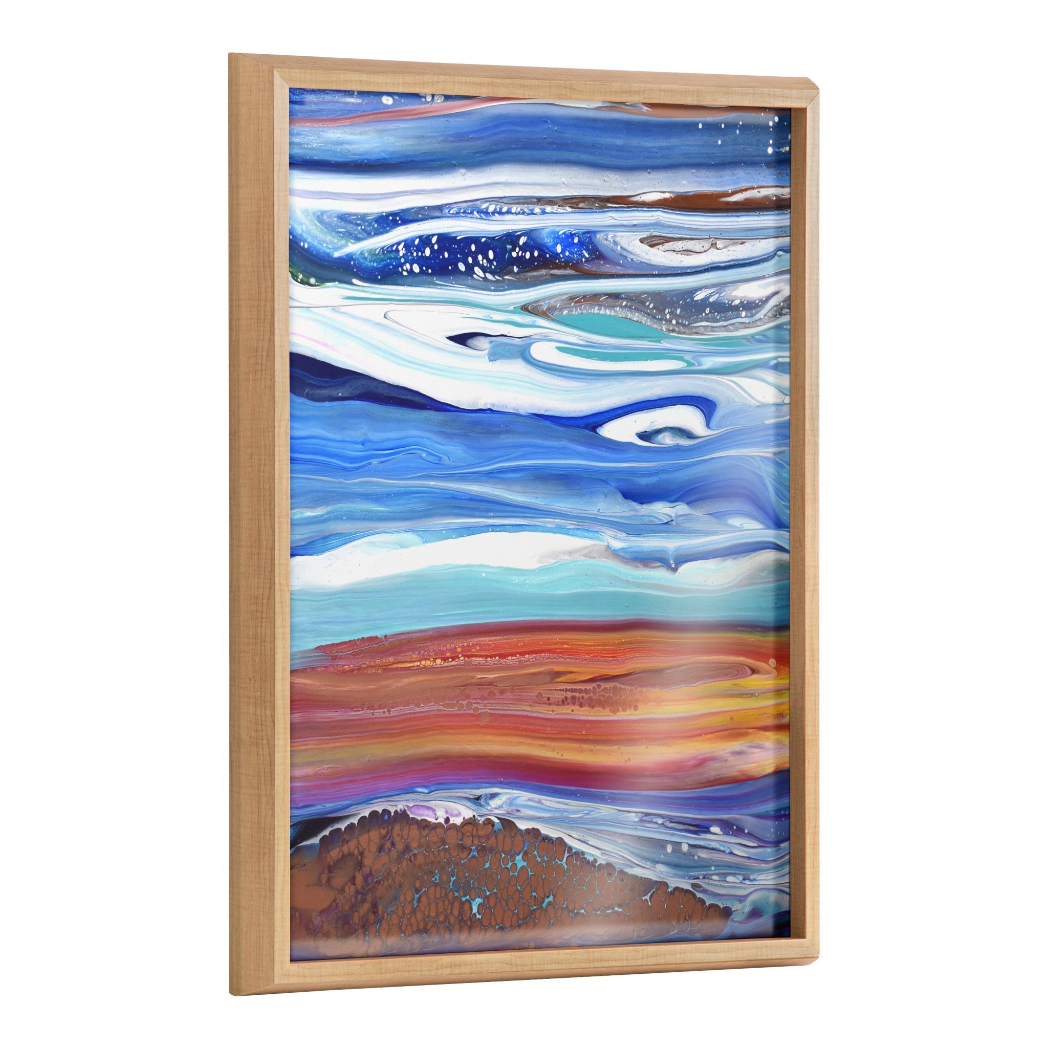 Blake Coastal Currents framed printed art by Xizhou Xie showing vibrant abstract brushstrokes in natural tones