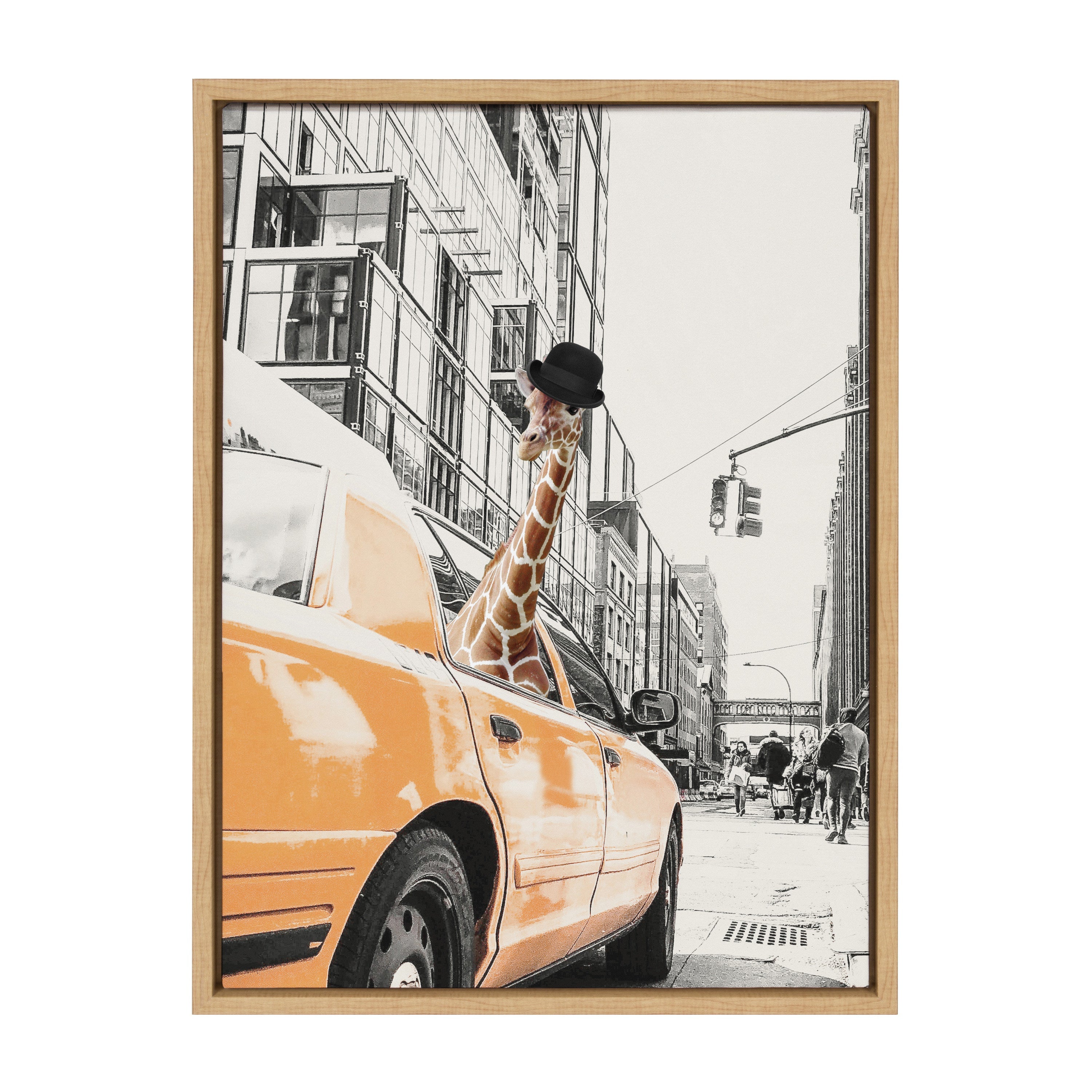 Sylvie Giraffe in New York Framed Canvas by July Art Prints