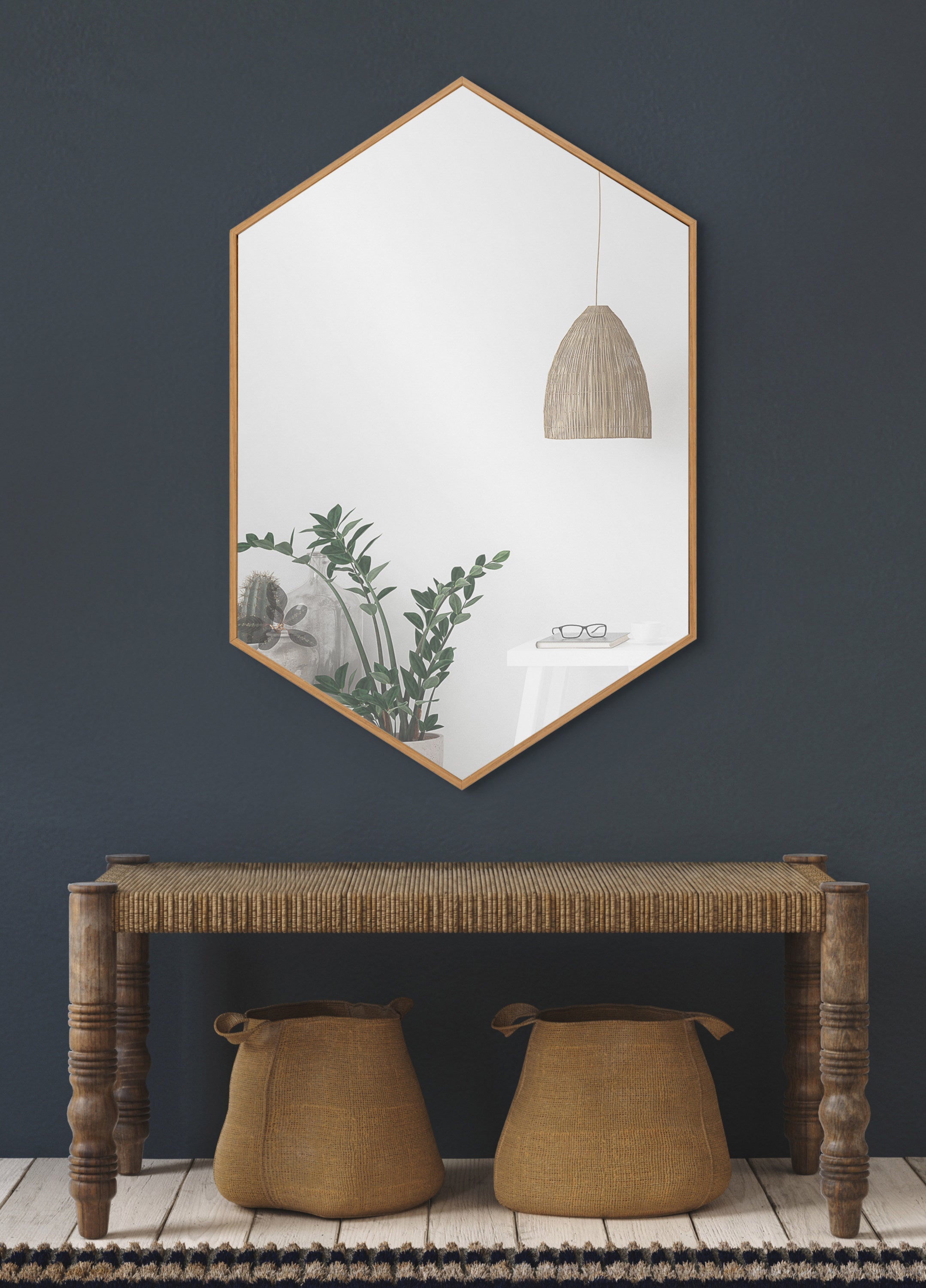 Rhodes Framed Hexagon Wall Mirror by kateandlaurel - product image 6 for Resin Society