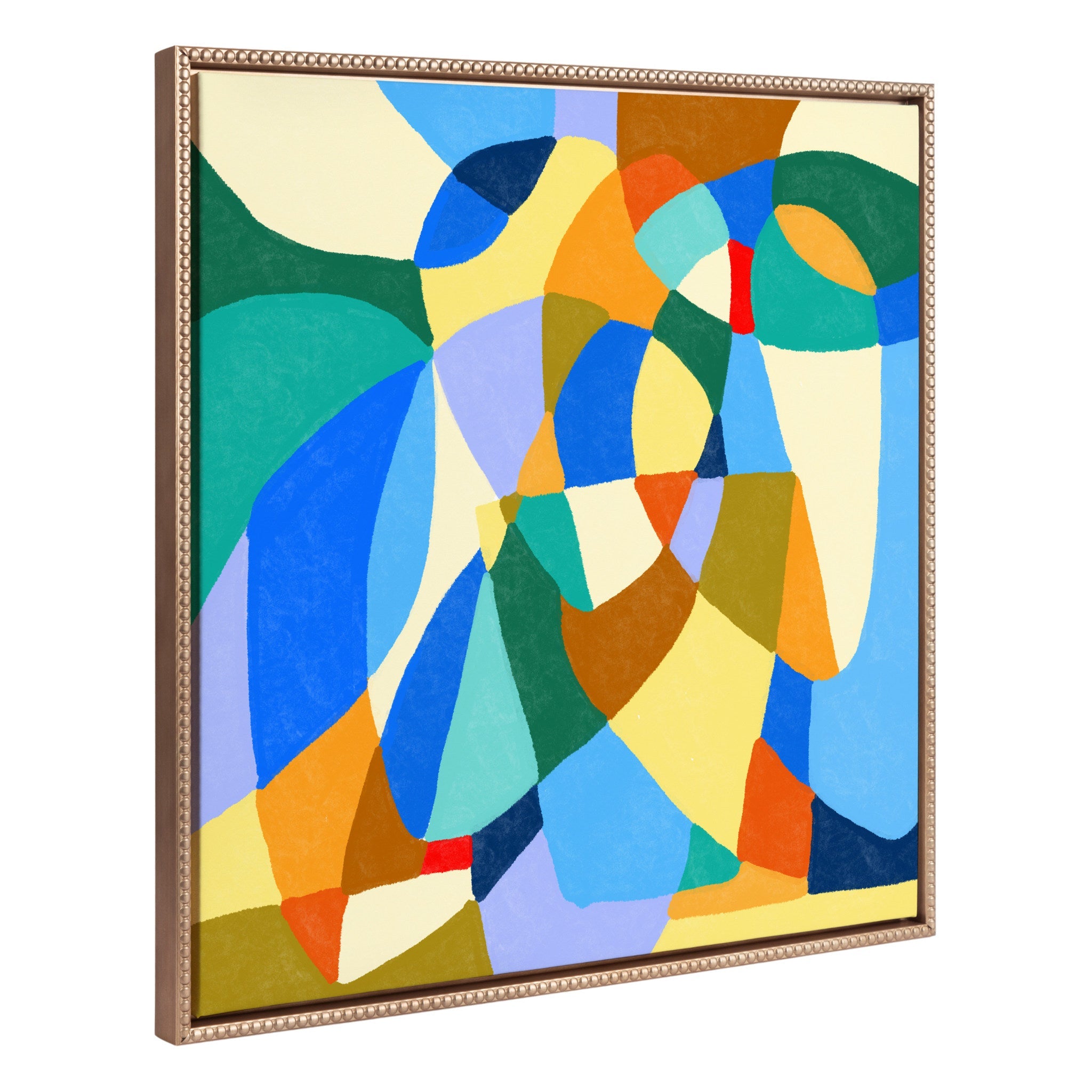 Sylvie Beaded TR Begonia Po framed canvas art by Teresa Rego, showing colorful abstract composition in a gold vintage beaded frame