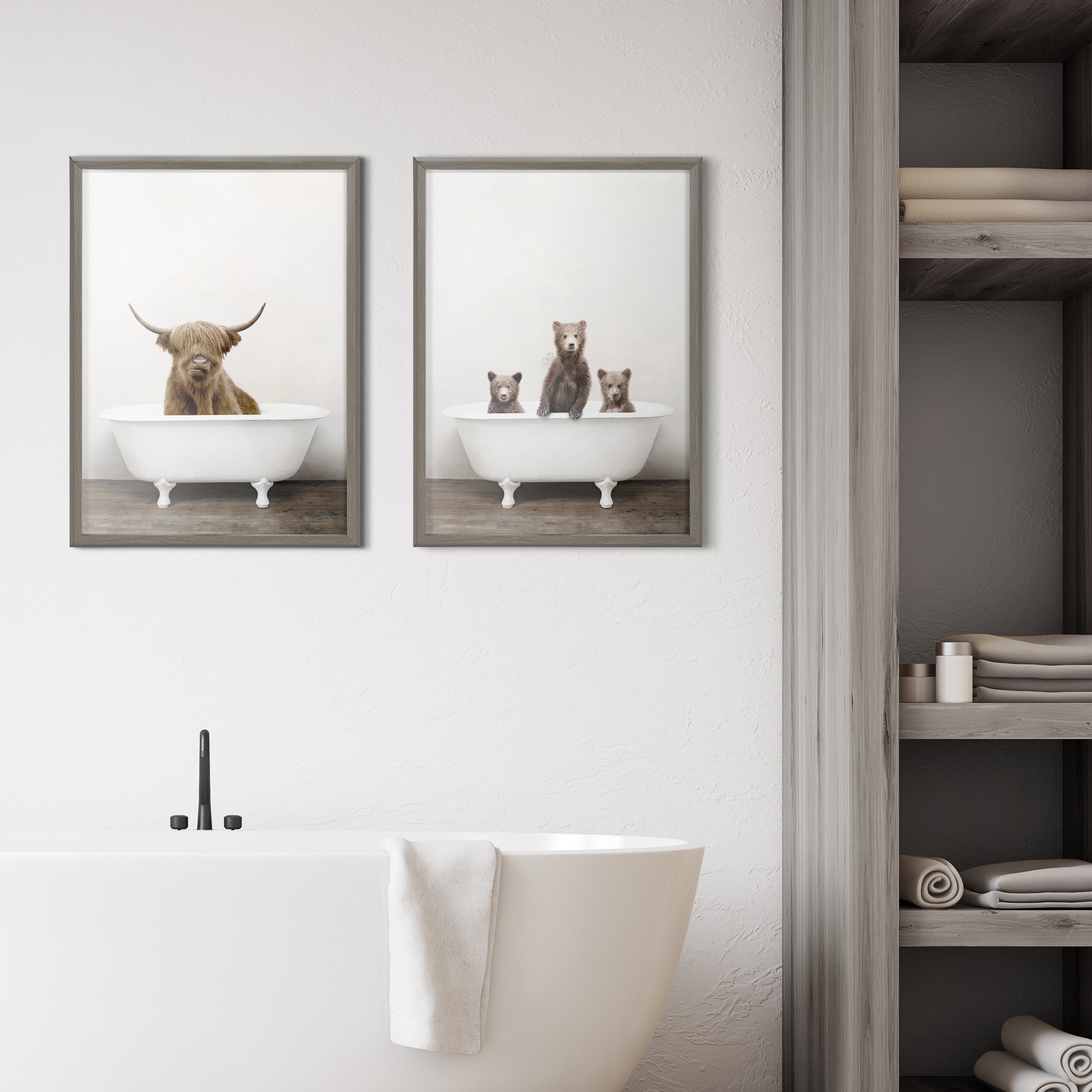 Blake Highland Cow in Tub Color Framed Printed Glass by kateandlaurel - product image 17 for Resin Society