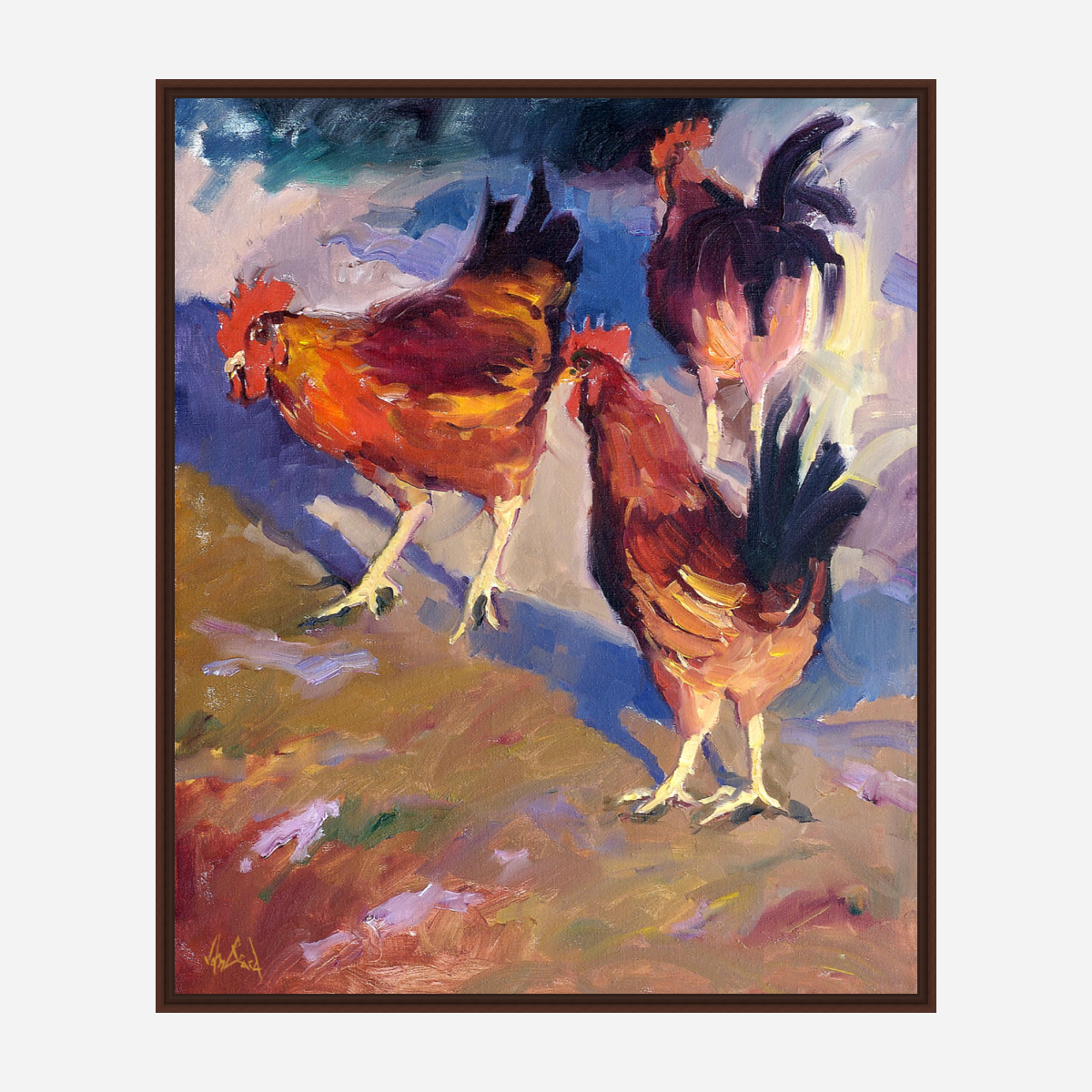 Roosters Artist Enhanced Canvas Print by John Beard Collection - product image 7 for Resin Society